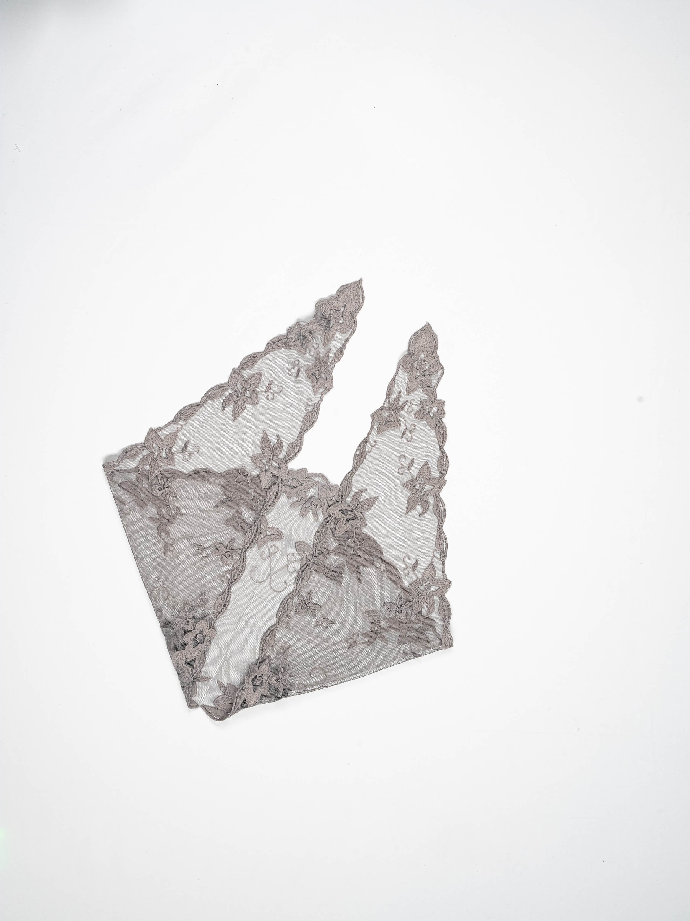 Grey Lily Bloom Lace Veil Scarf