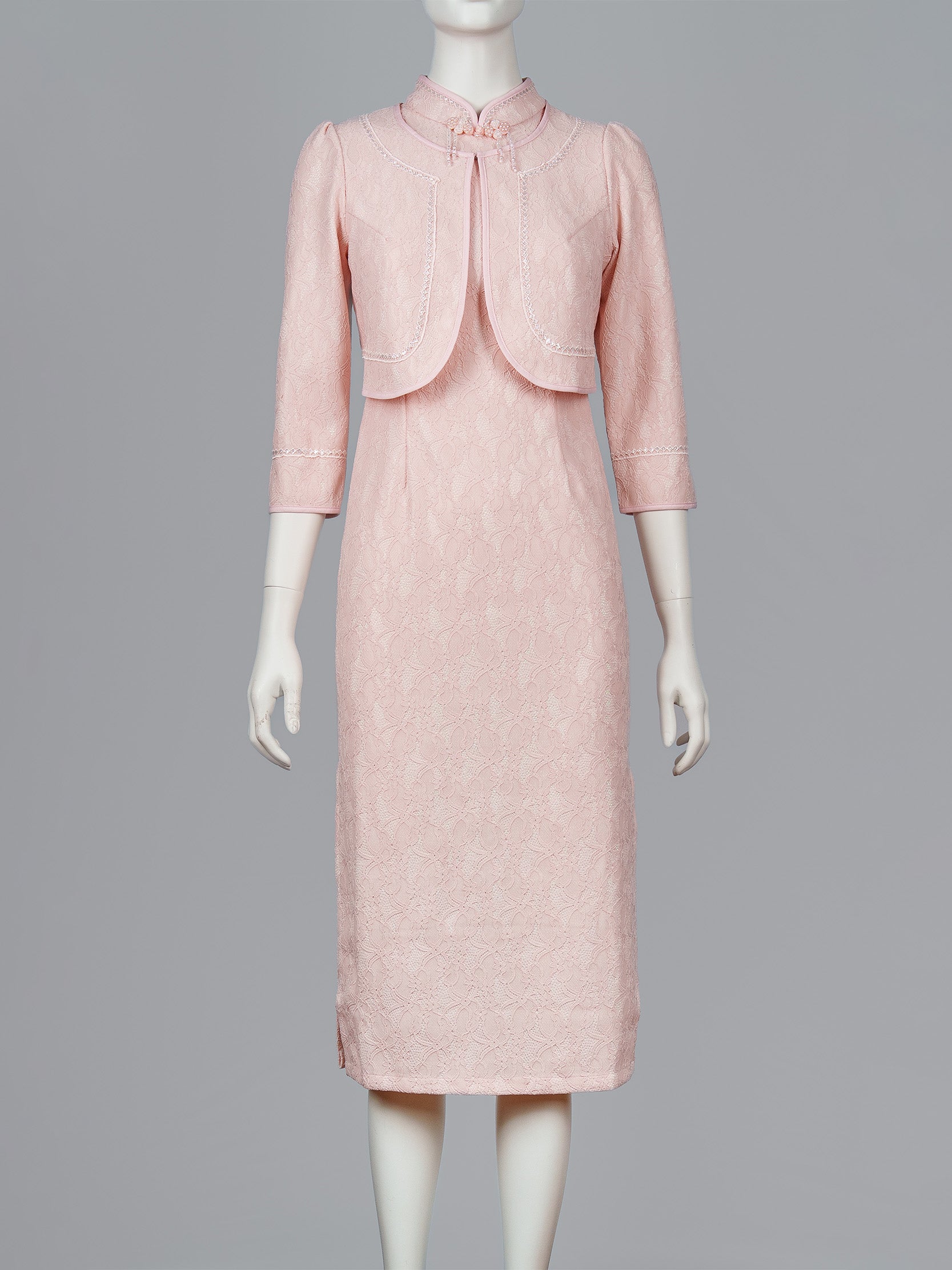 Women's Lace Cheongsam Set with Bolero Jacket