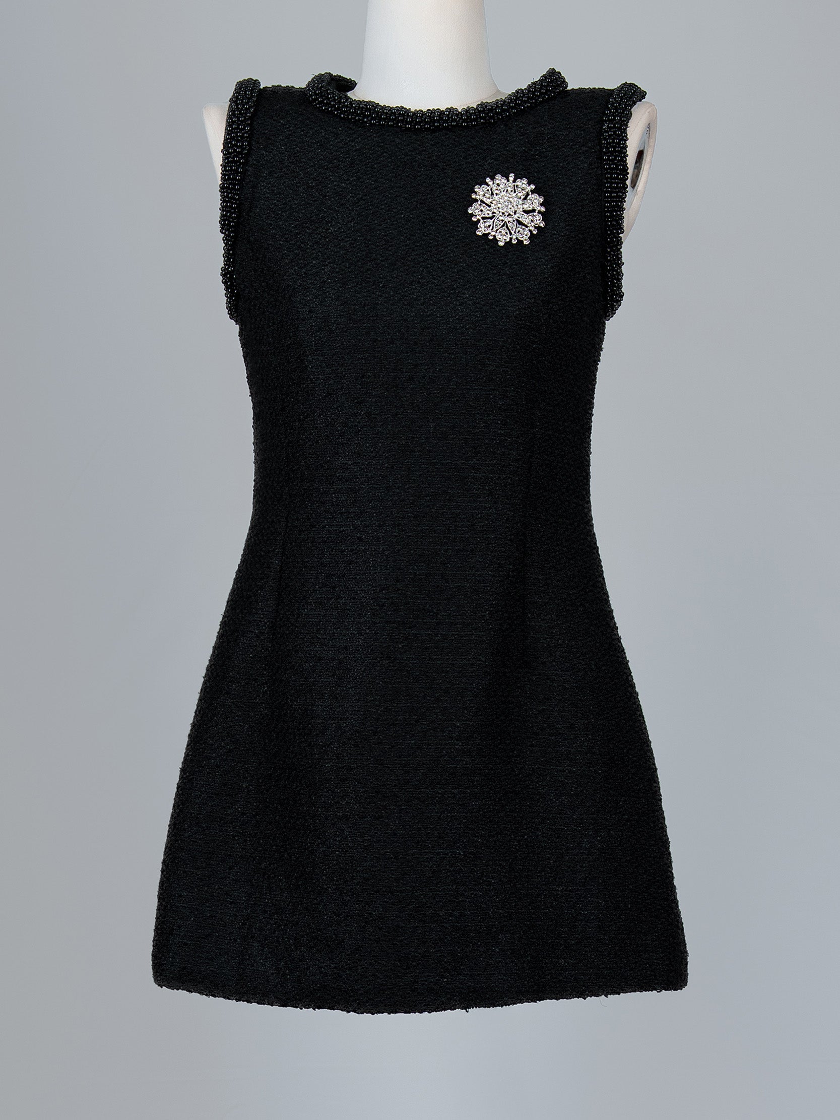 Beaded Trim Tweed Mini Dress