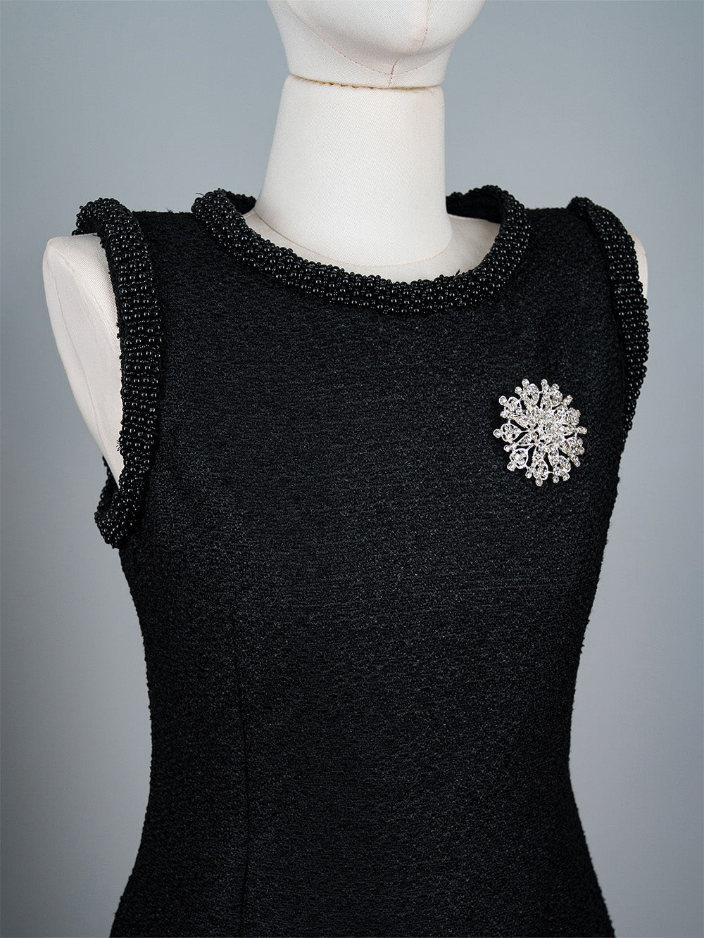 Beaded Trim Tweed Mini Dress