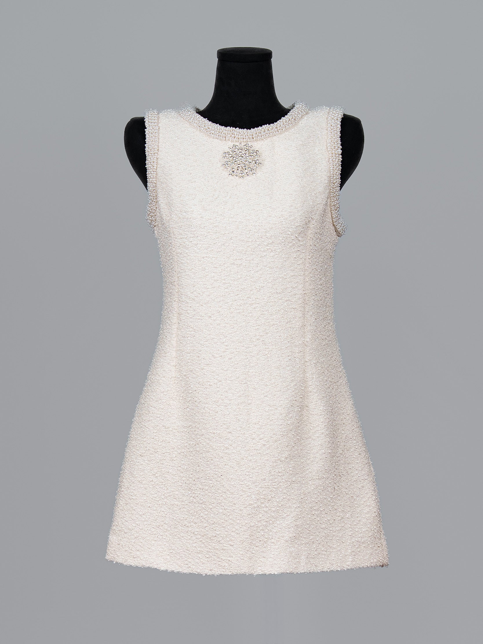 Beaded Trim Tweed Mini Dress