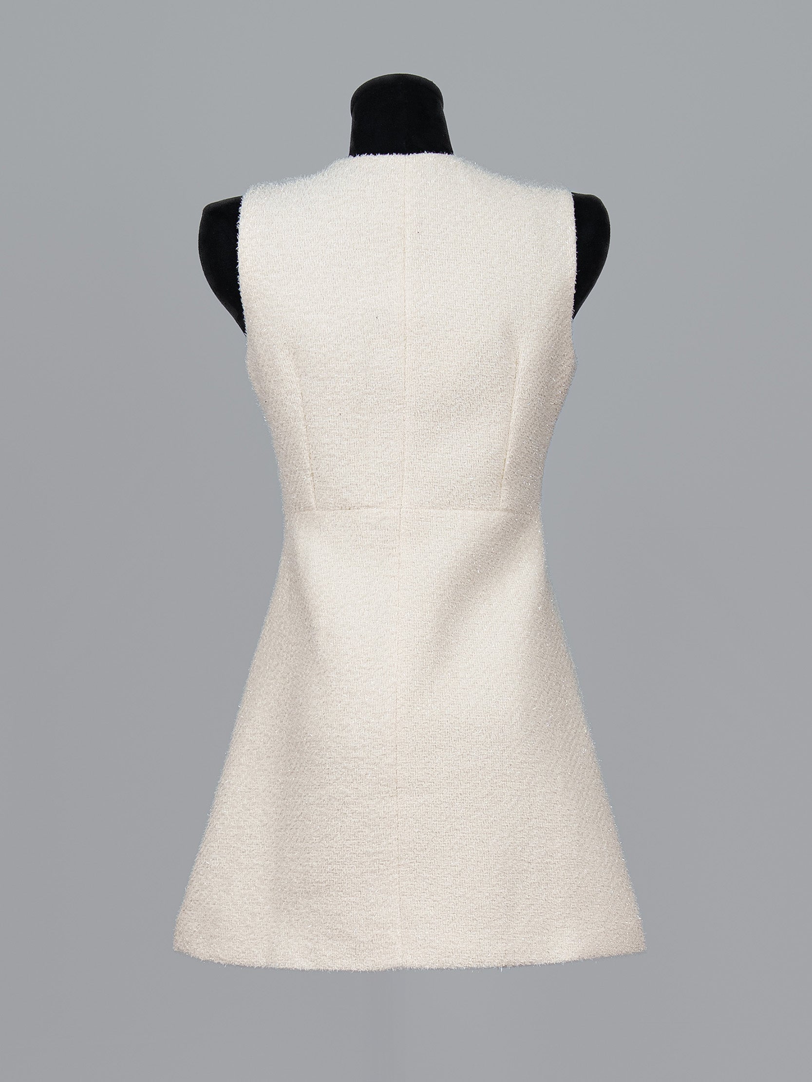 Jewelled Pearl Button Tweed Mini Dress