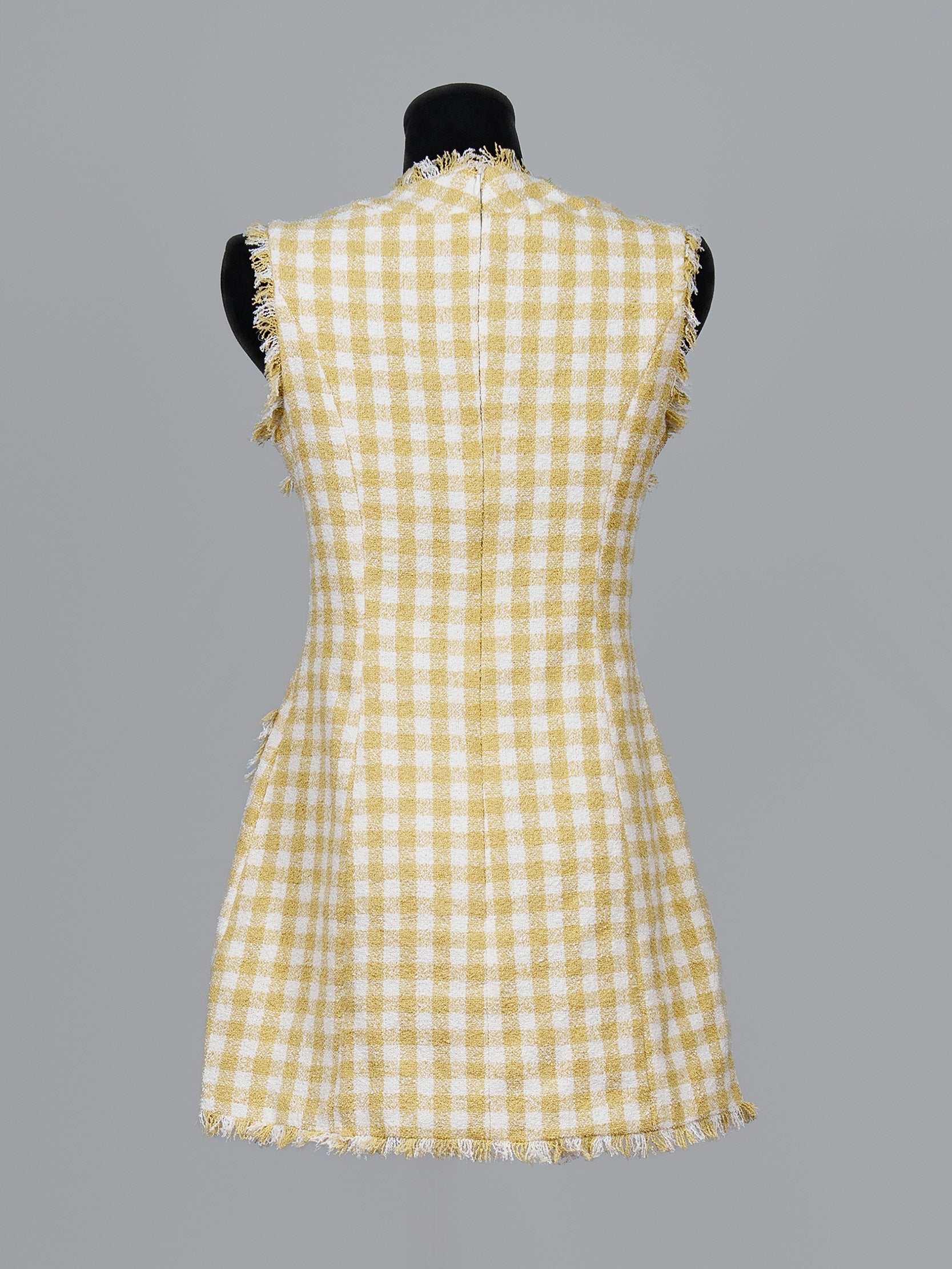 Frayed Check Tweed Mini Dress