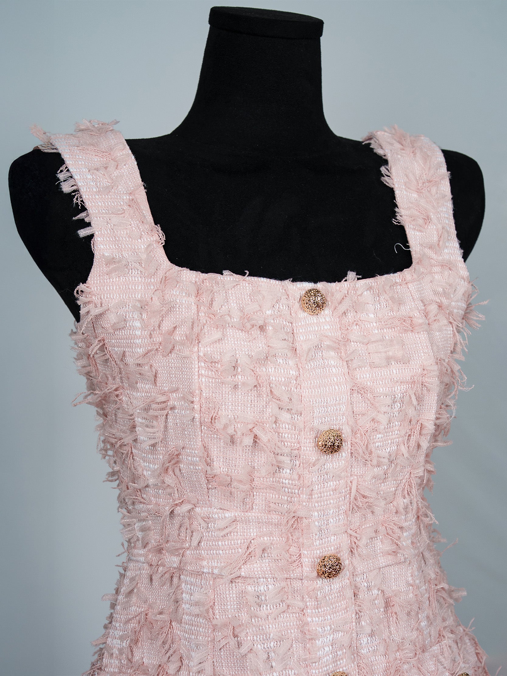 Petal Fringe Tweed Mini Dress