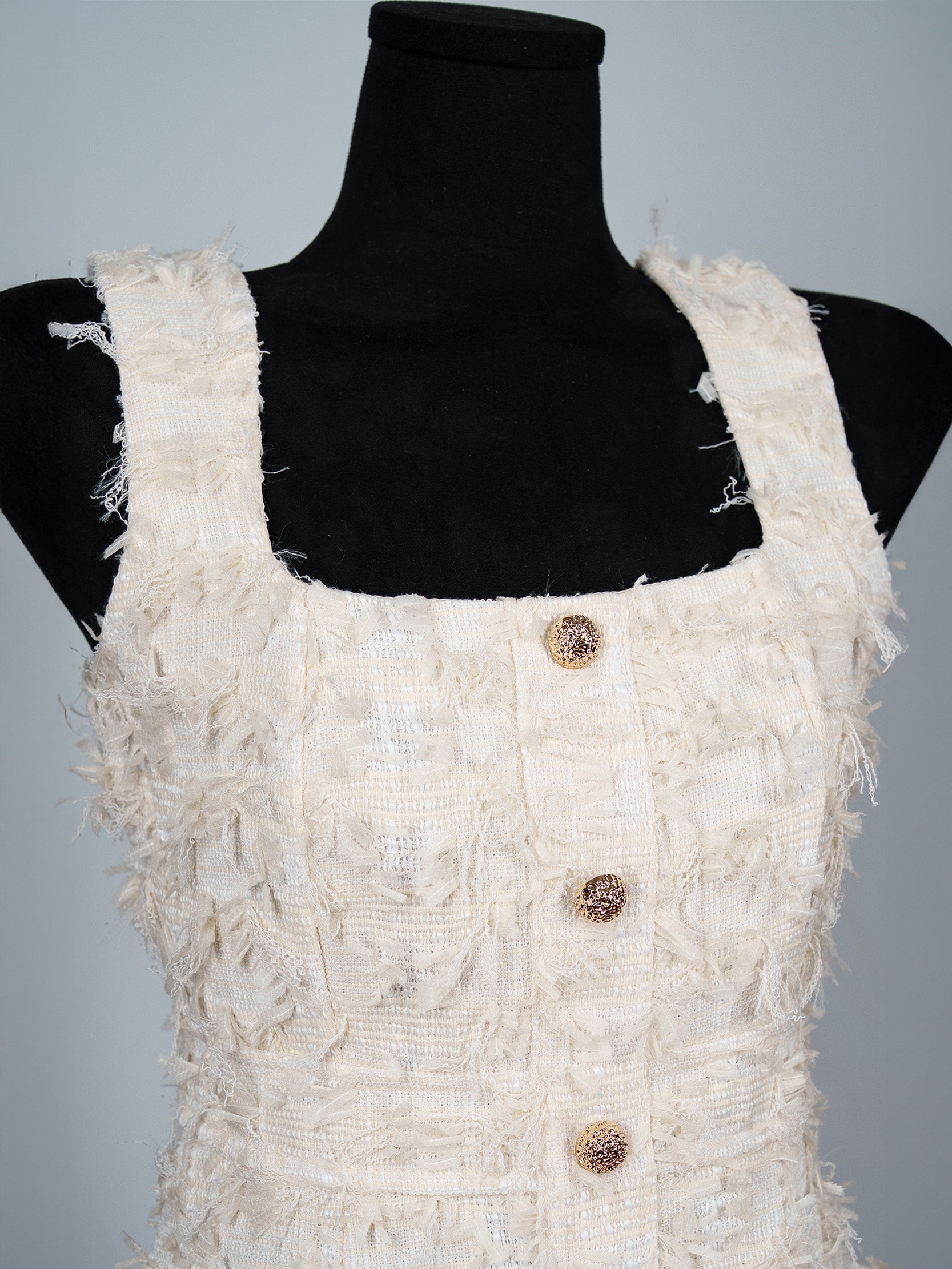 Petal Fringe Tweed Mini Dress