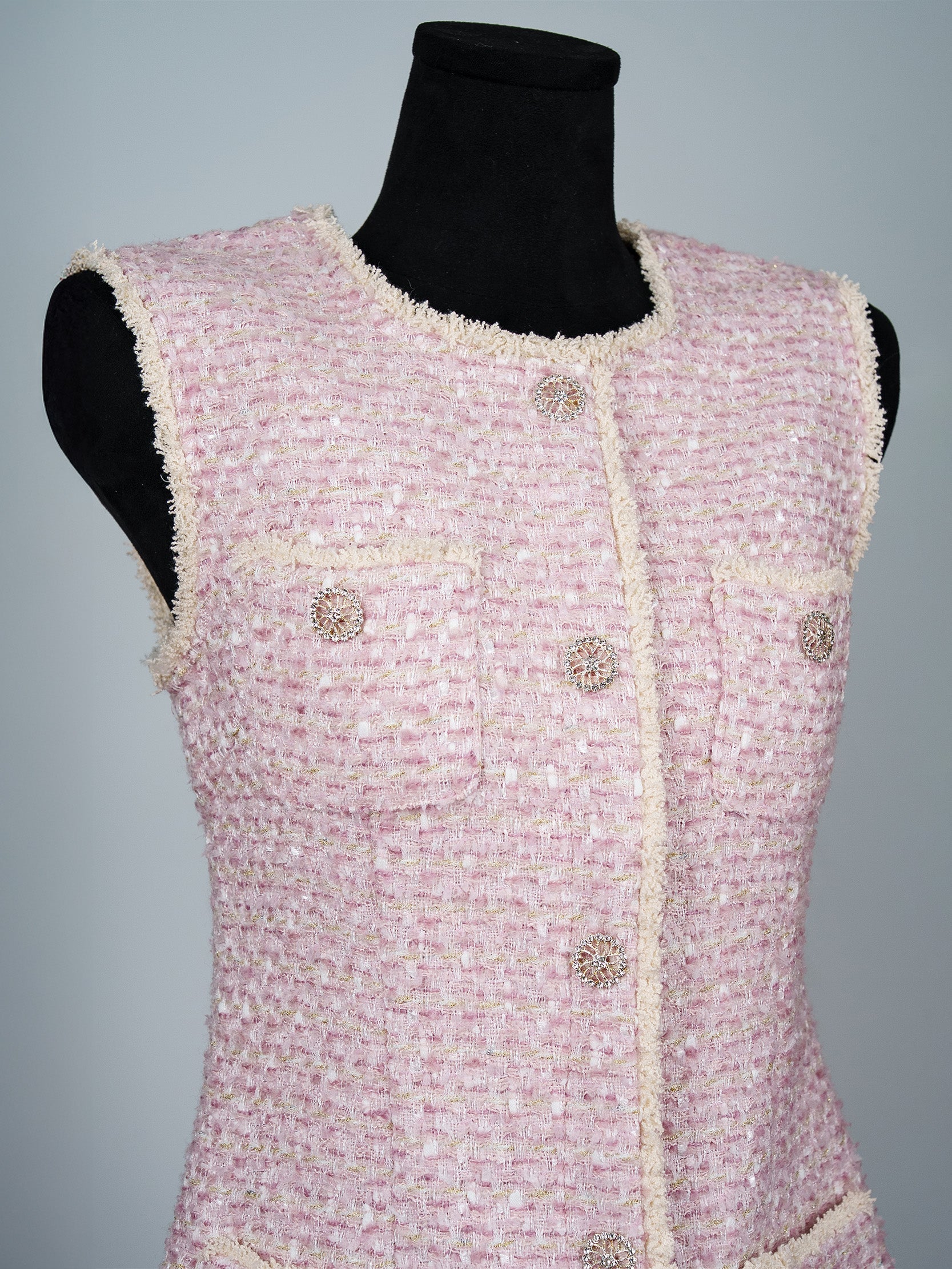 Gold Thread Tweed Mini Dress