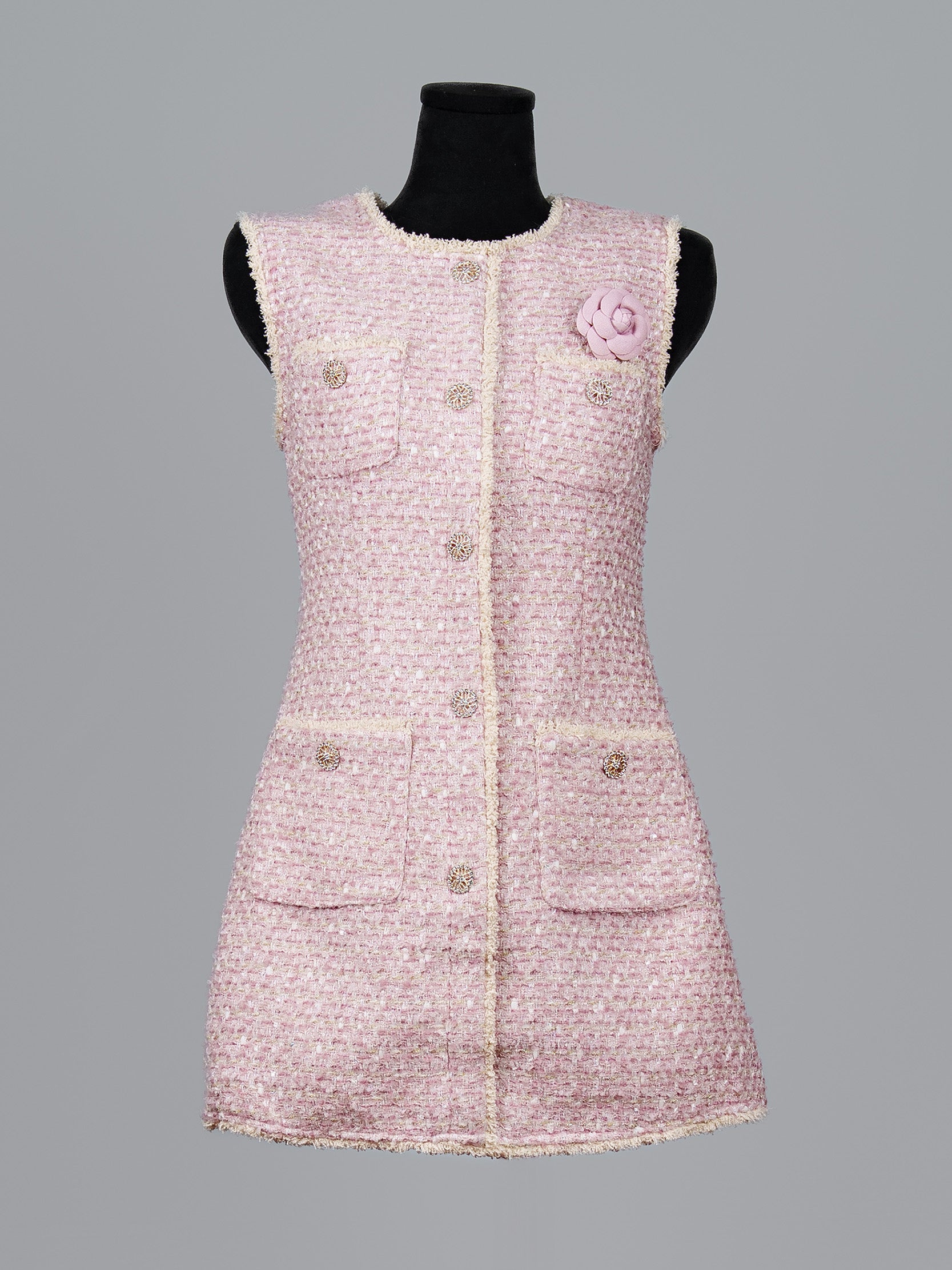 Gold Thread Tweed Mini Dress