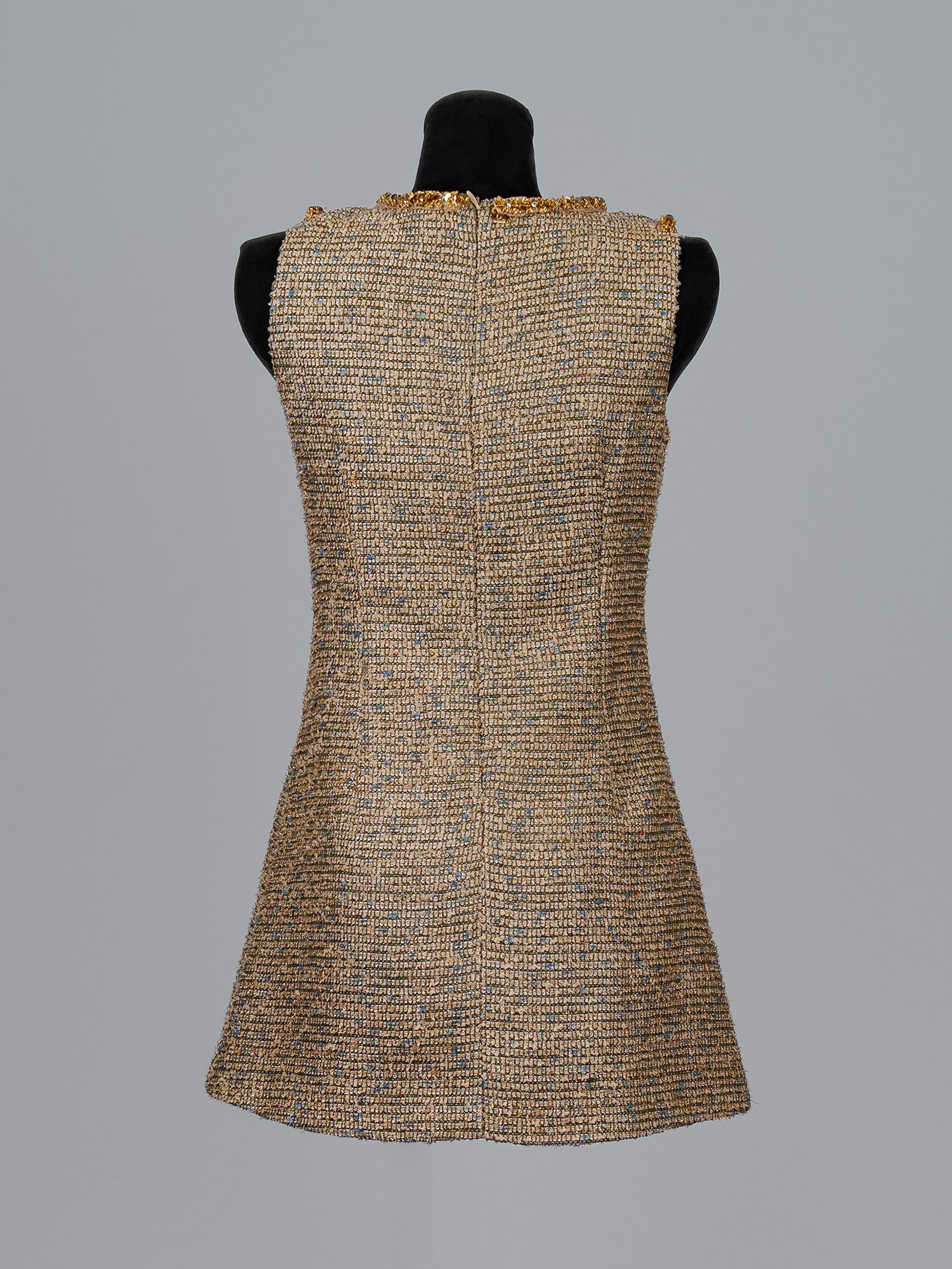 Crystal Trim Tweed Mini Dress