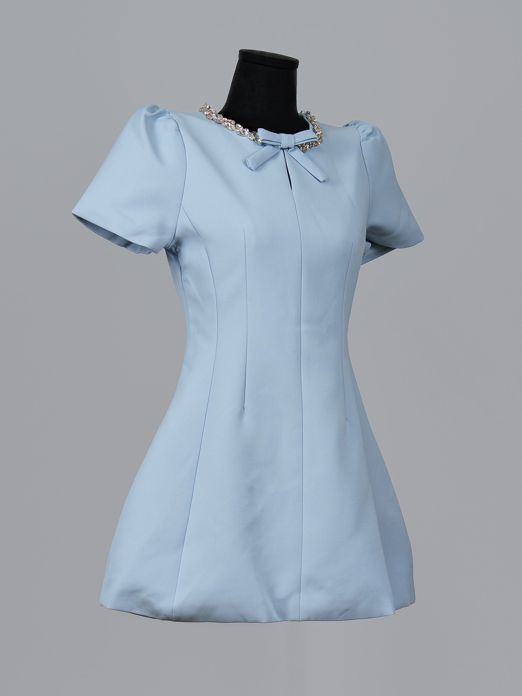 Bow Collar Embellished Mini Dress