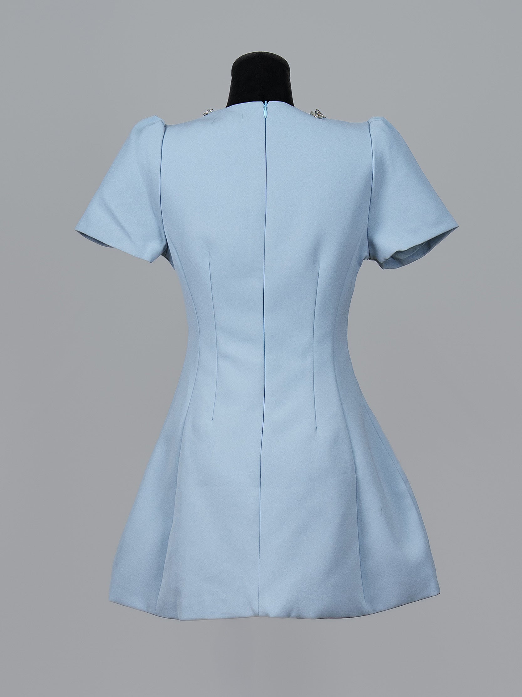 Bow Collar Embellished Mini Dress