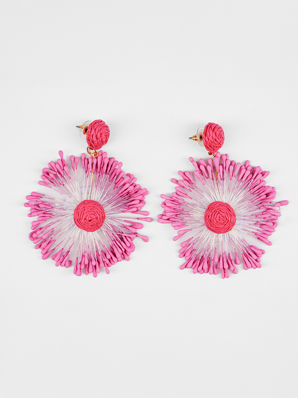 Burst Bloom Round Raffia Earrings