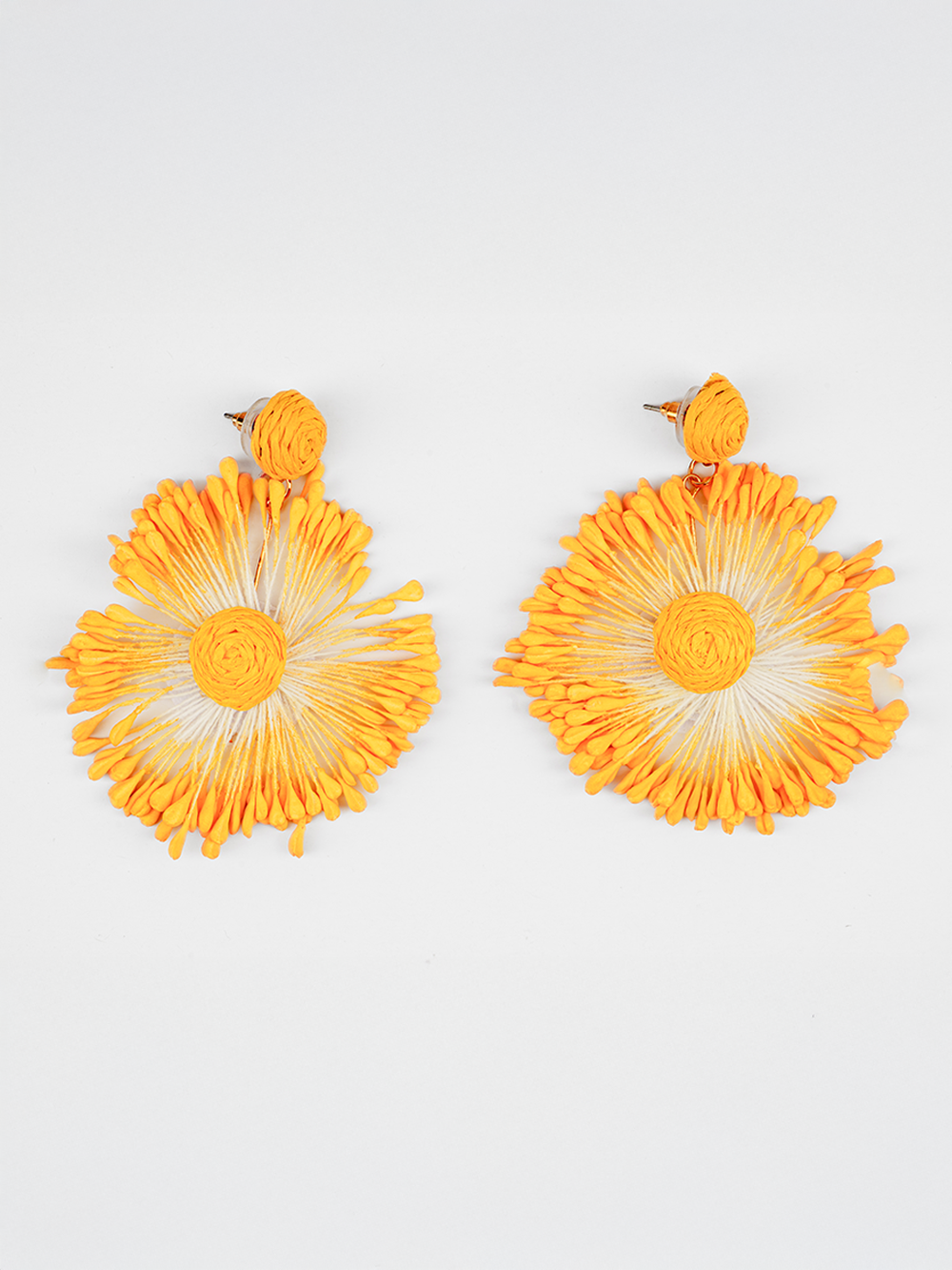 Burst Bloom Round Raffia Earrings