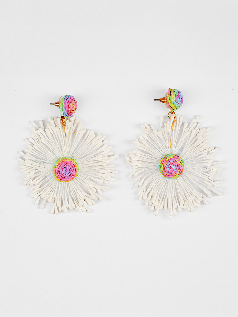 Burst Bloom Round Raffia Earrings