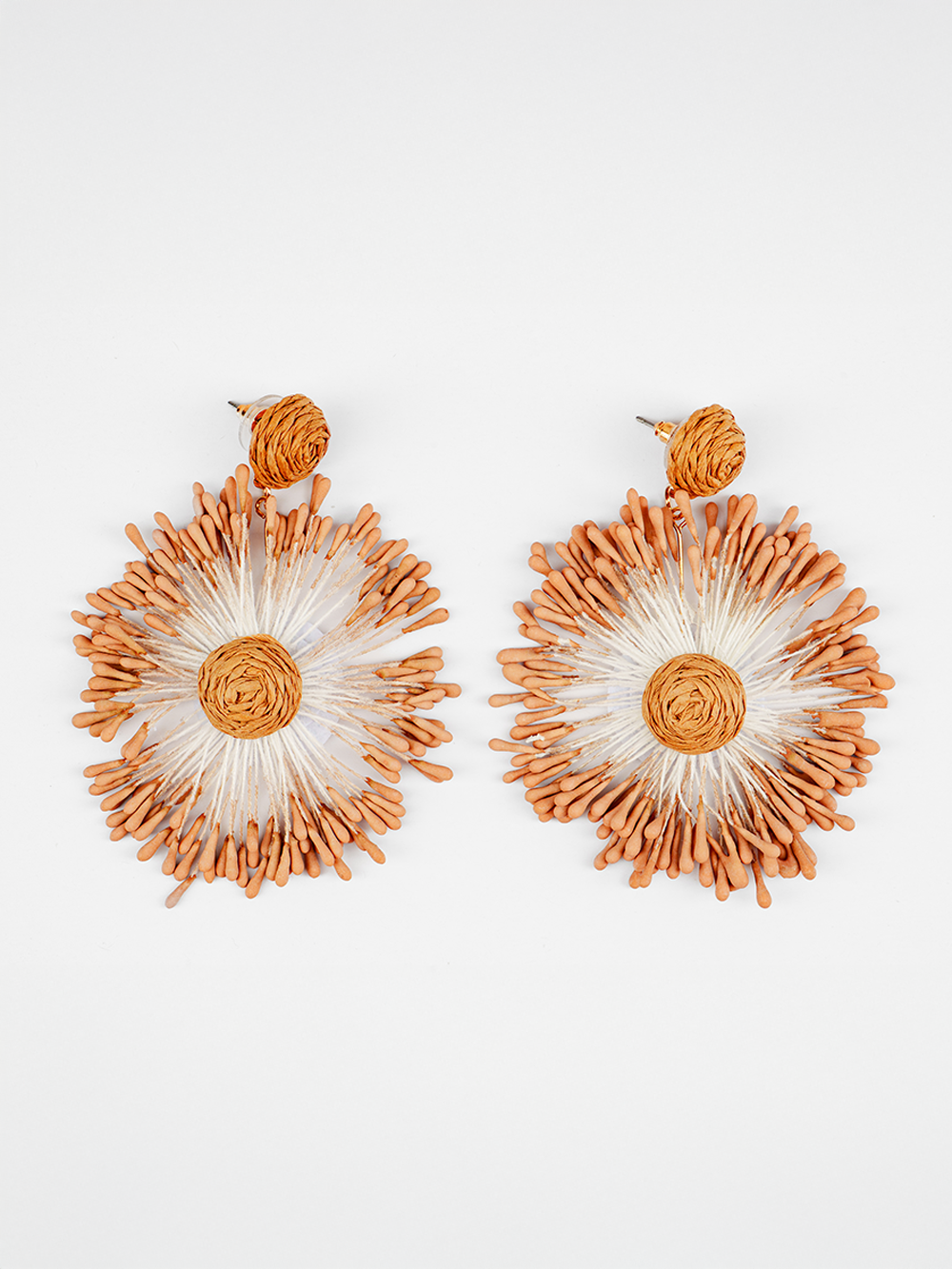Burst Bloom Round Raffia Earrings
