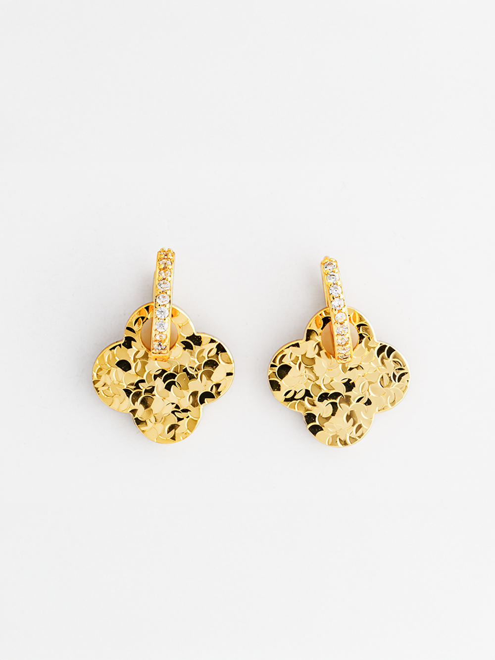 Reversible Four Leaf Clover Drop Hook Earrings