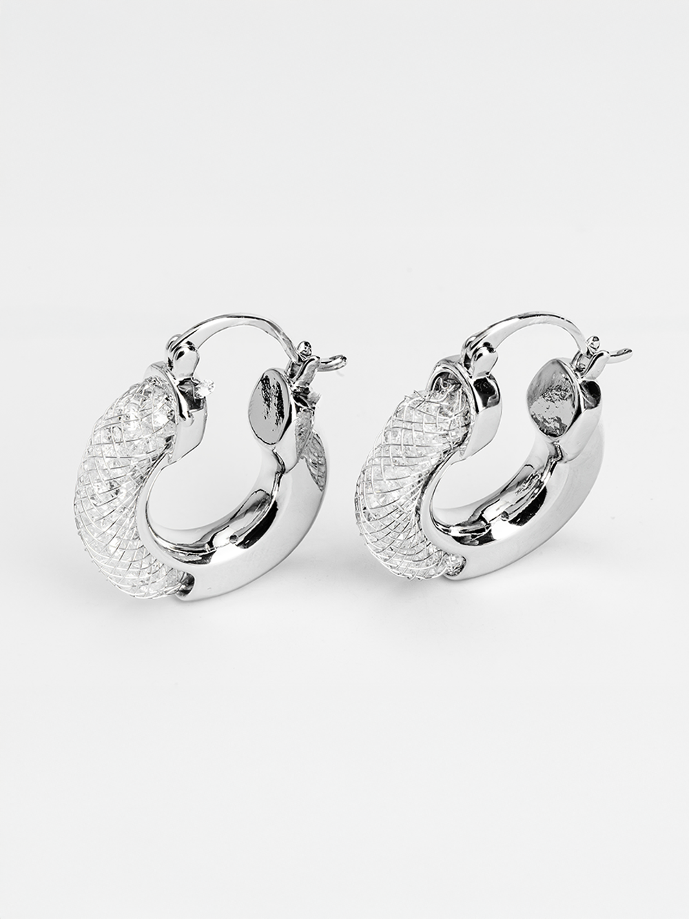 Luxe Grid Glow Hoop Earrings