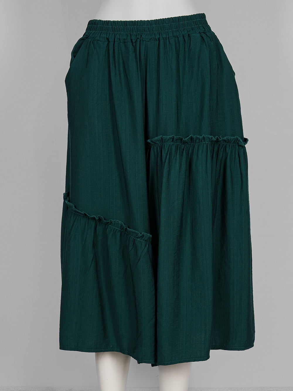Ruffled Tier Wide-Leg Pants