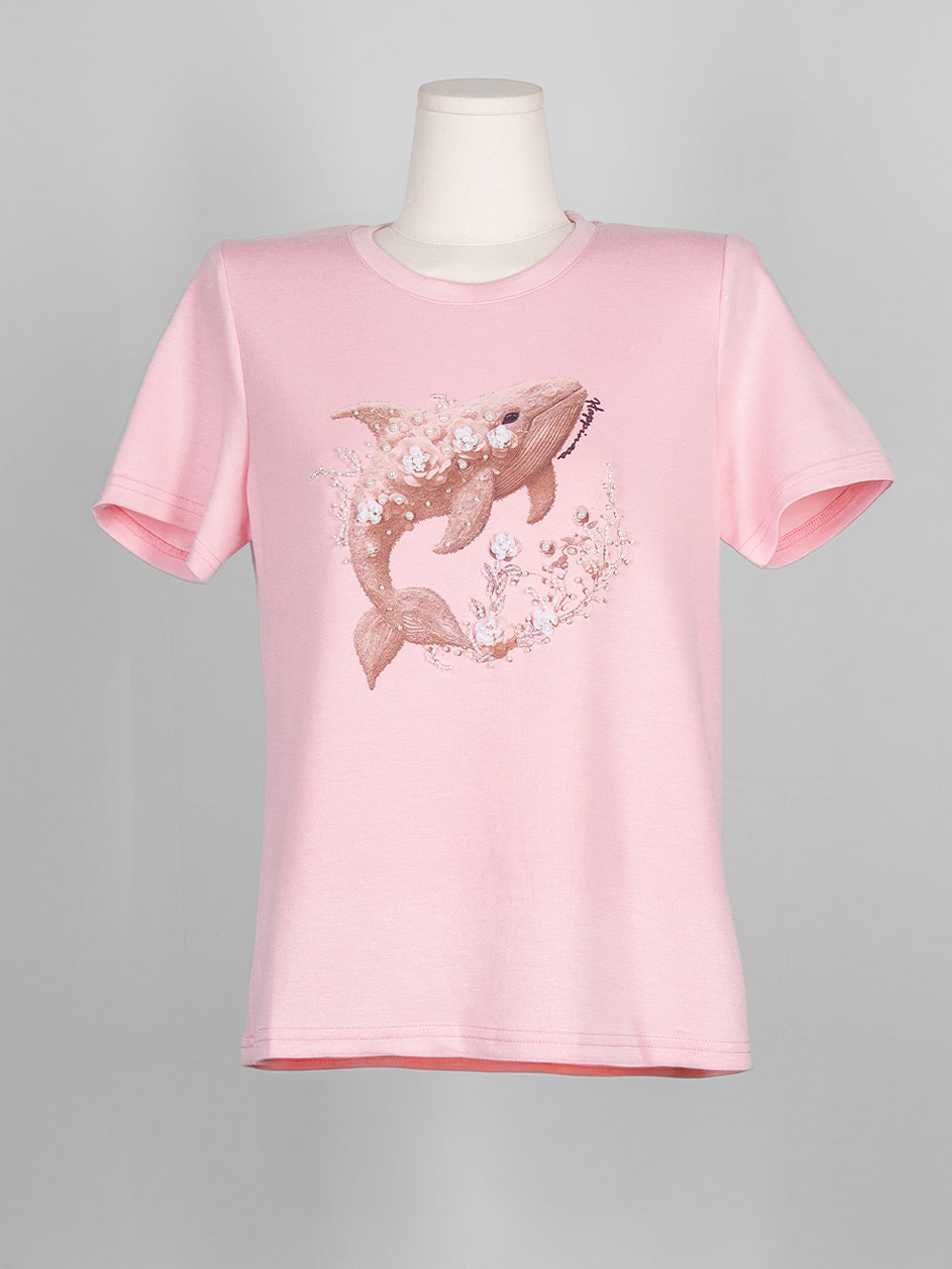 Floral Whale Embroidered Tee