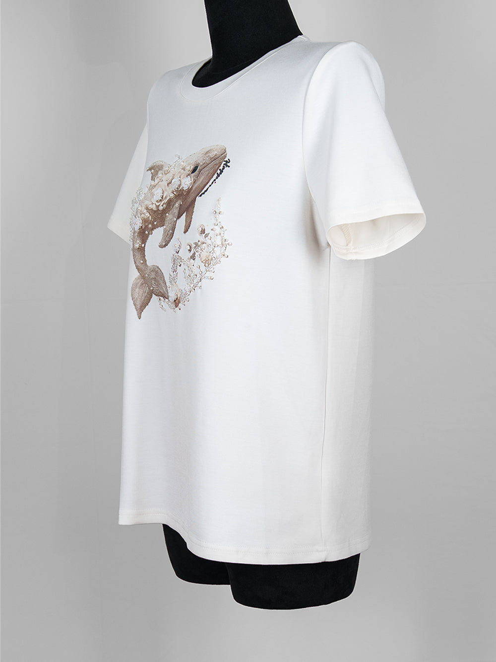 Floral Whale Embroidered Tee