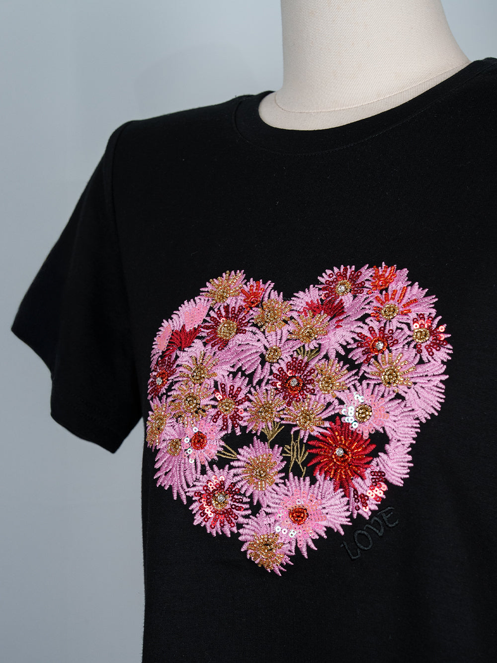 Floral Heart Embroidered Tee