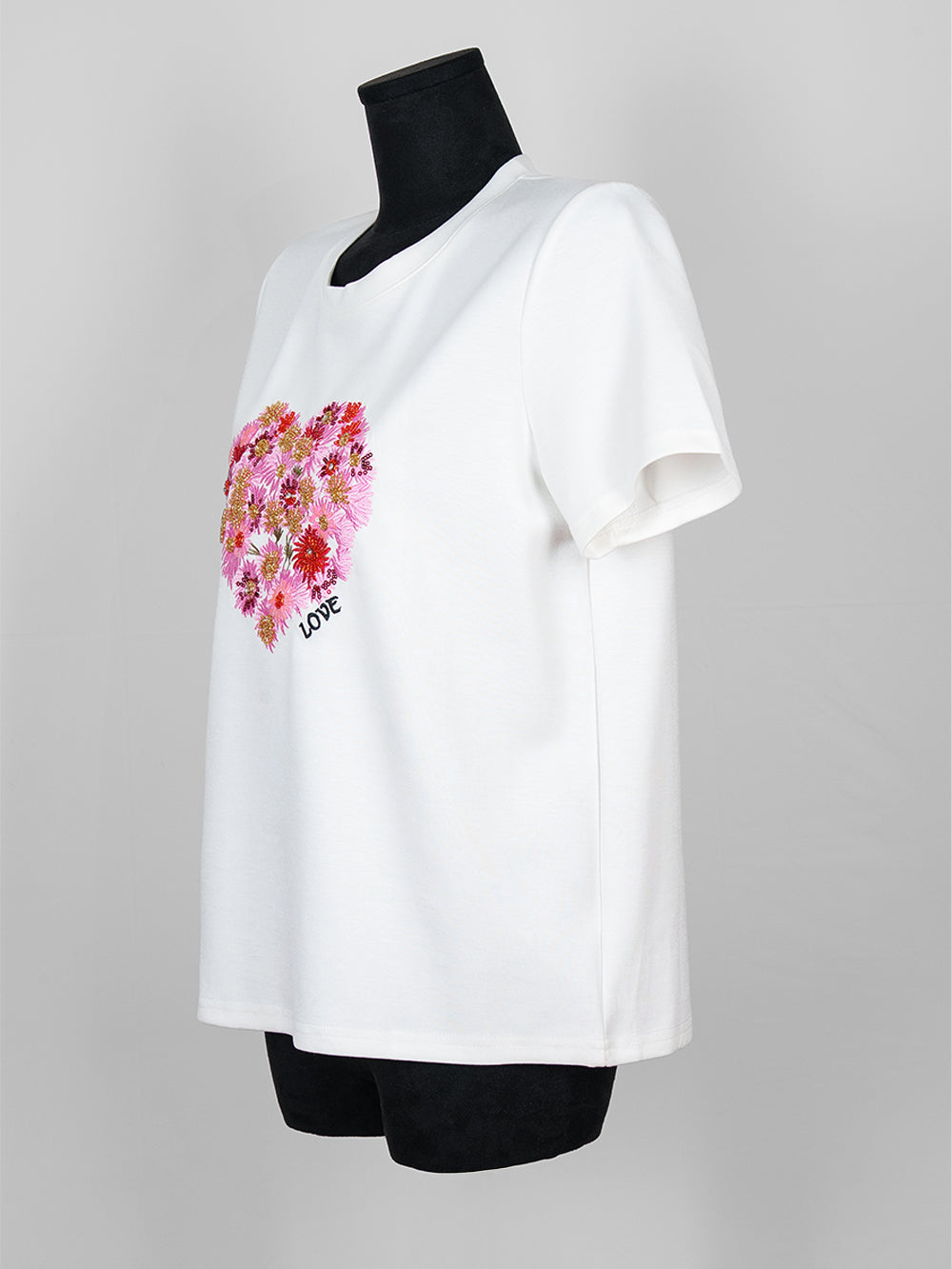 Floral Heart Embroidered Tee