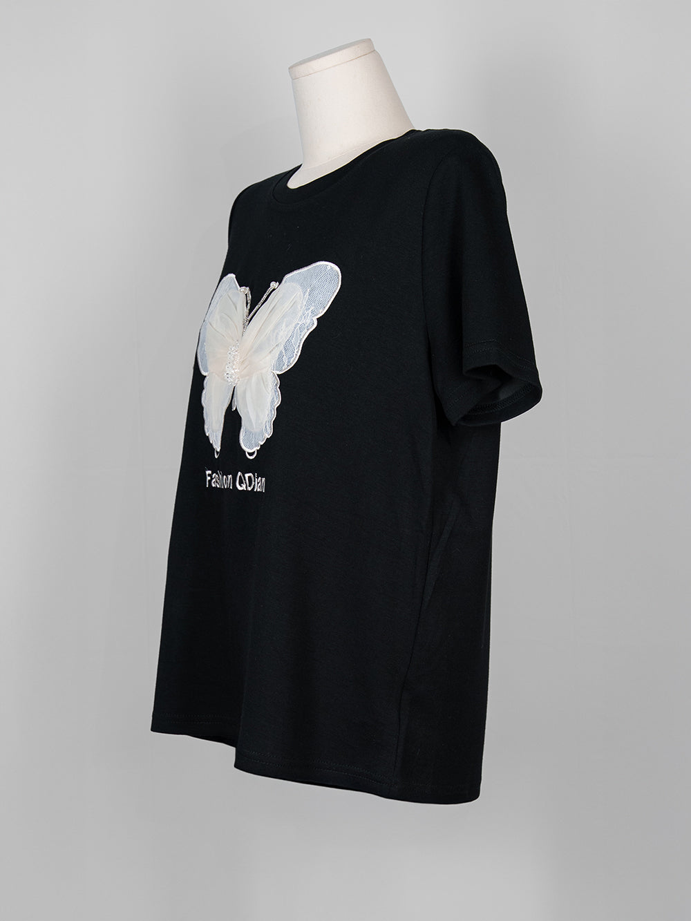 Lace Butterfly Embellished Tee