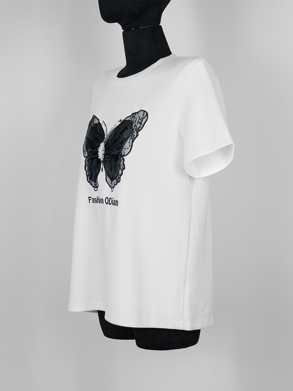 Lace Butterfly Embellished Tee
