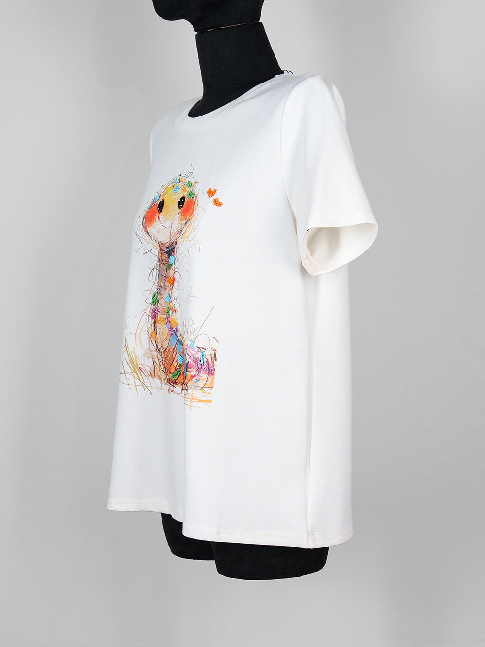 Smiling Sketch Art Beaded Tee