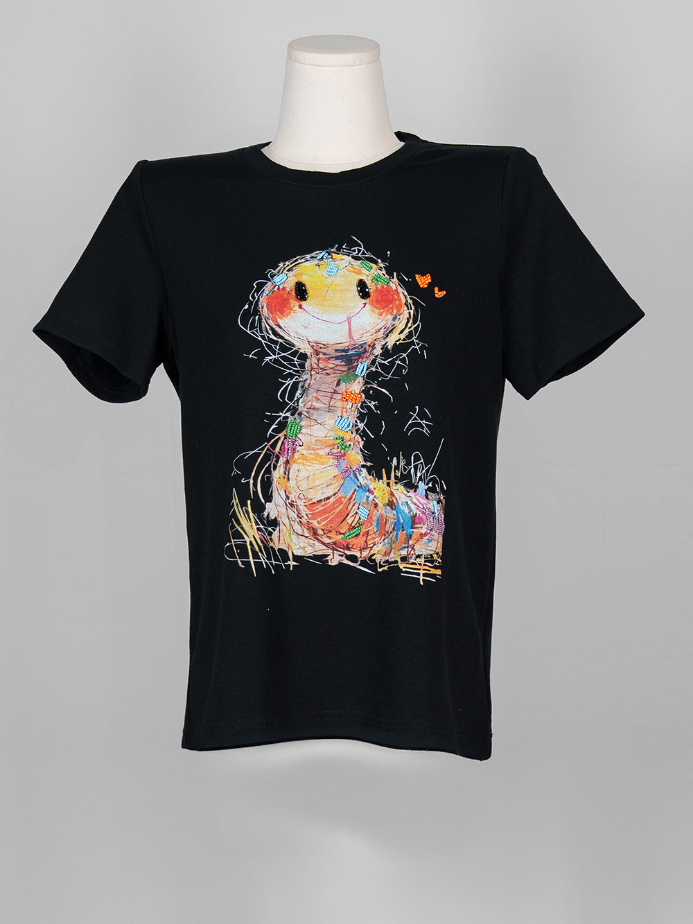 Smiling Sketch Art Beaded Tee