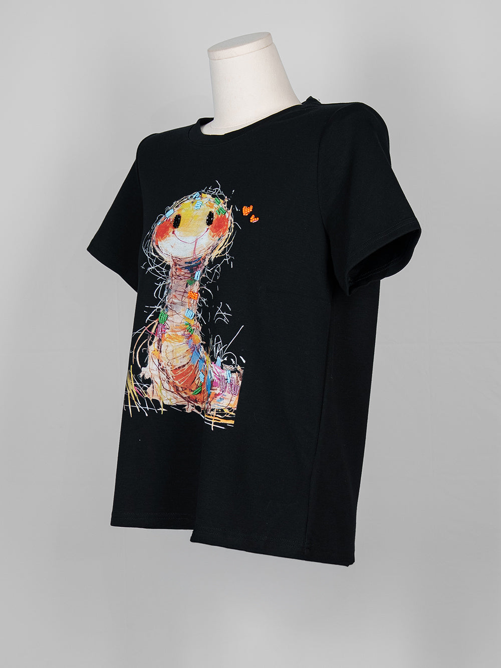 Smiling Sketch Art Beaded Tee