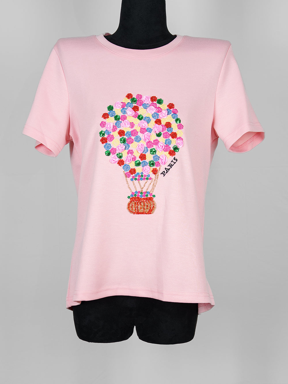 Paris Hot Air Balloon Embroidered Tee