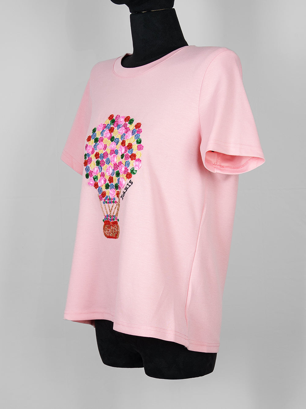 Paris Hot Air Balloon Embroidered Tee