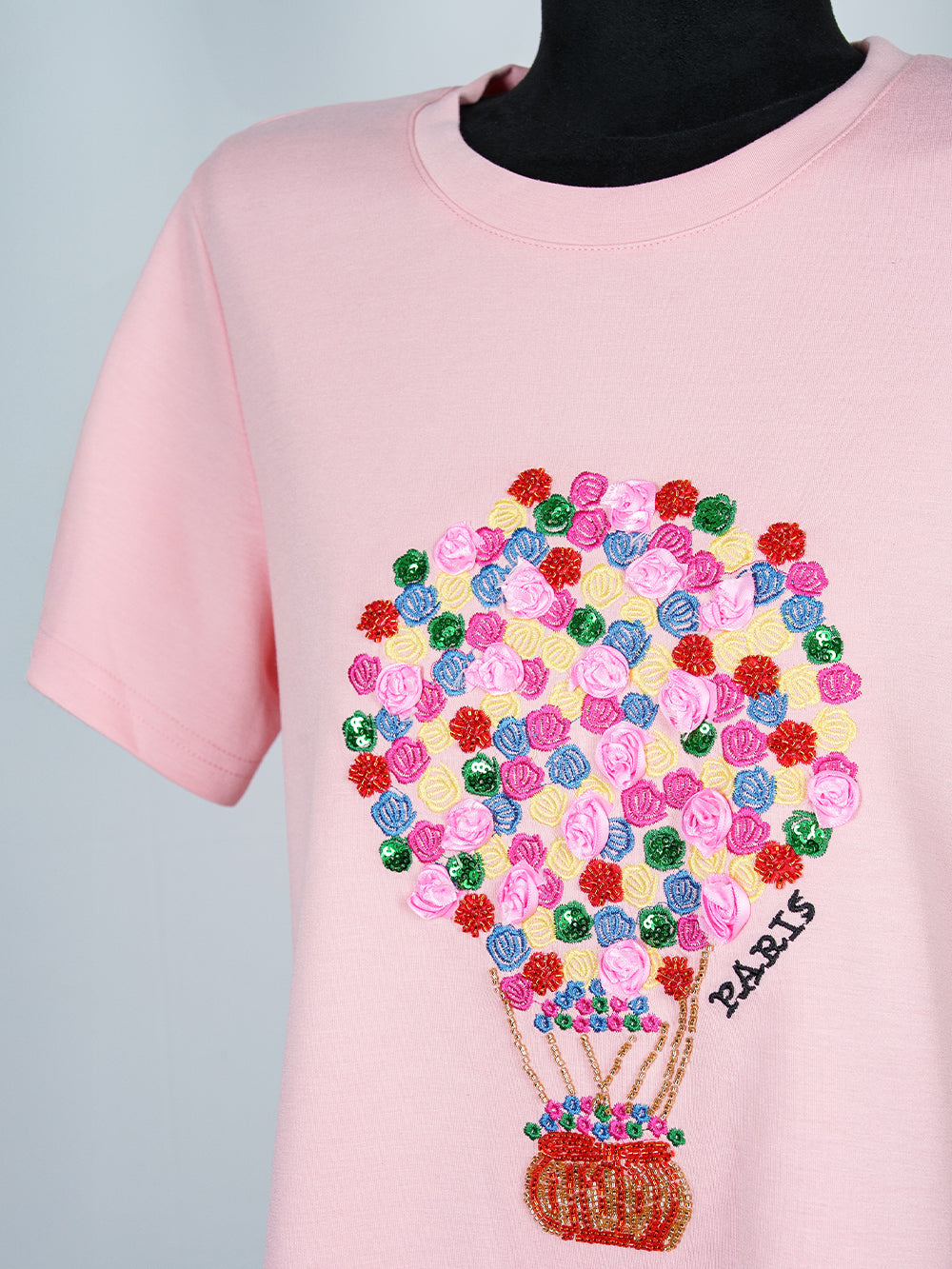 Paris Hot Air Balloon Embroidered Tee