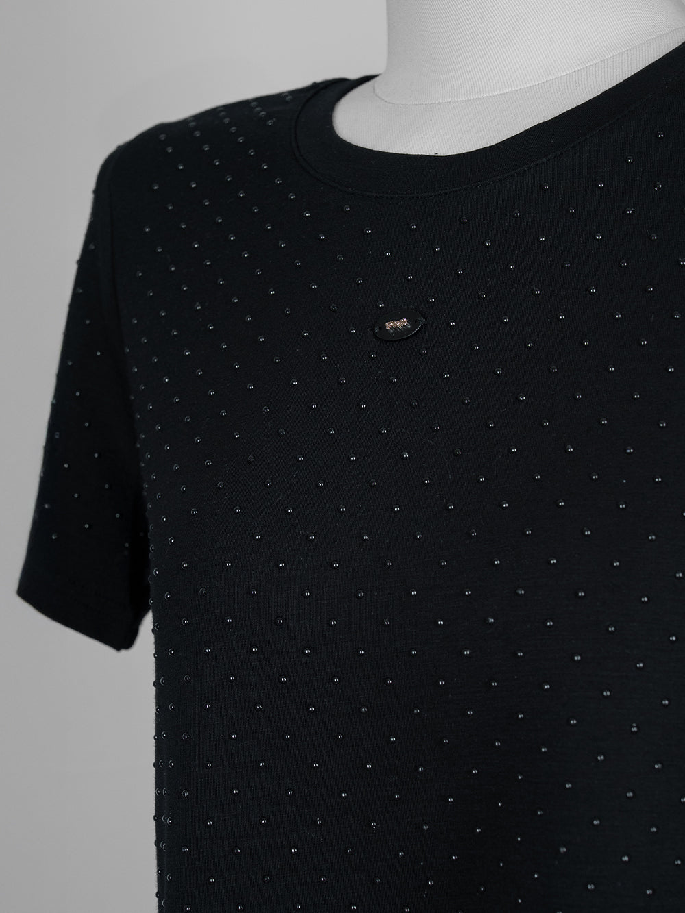 Studded Detail Black Tee