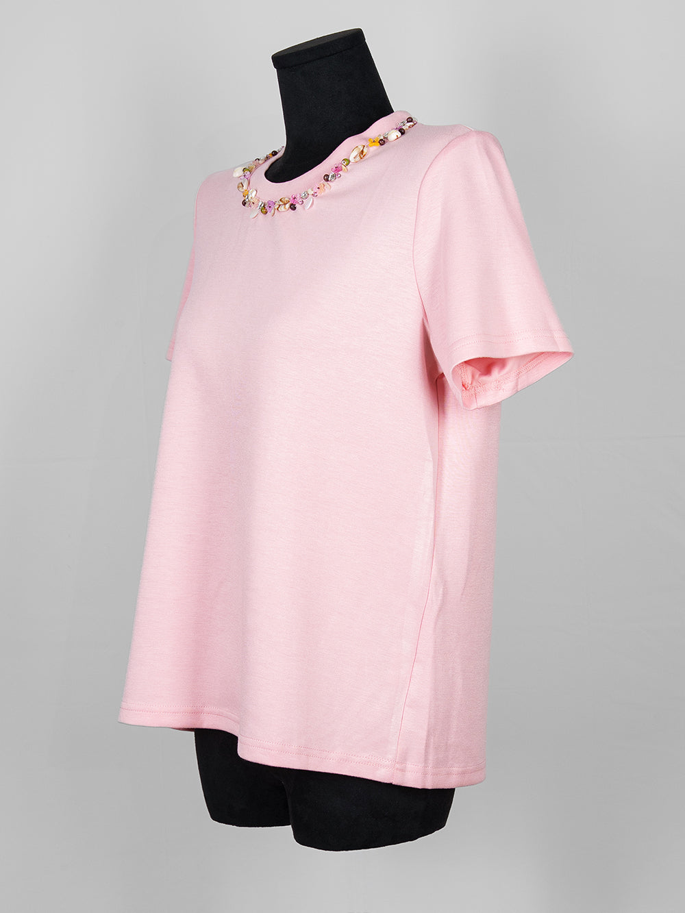 Beaded Jewel Neck Tee