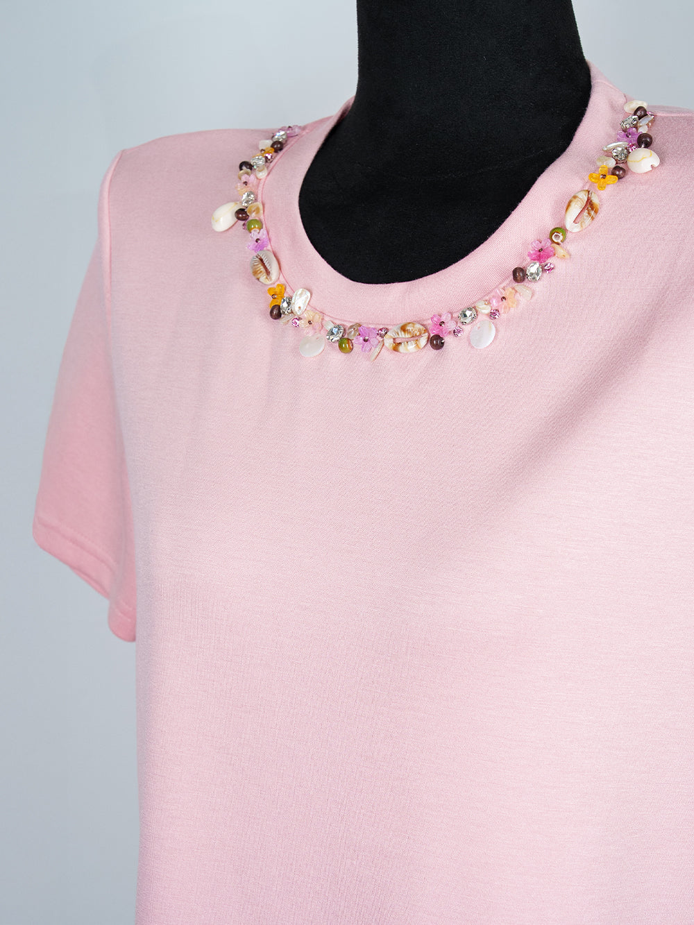 Beaded Jewel Neck Tee
