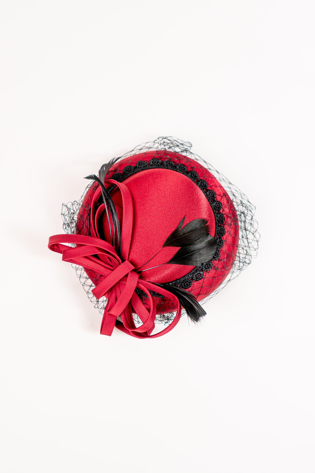 Sculptural Bow with Feathers Hat