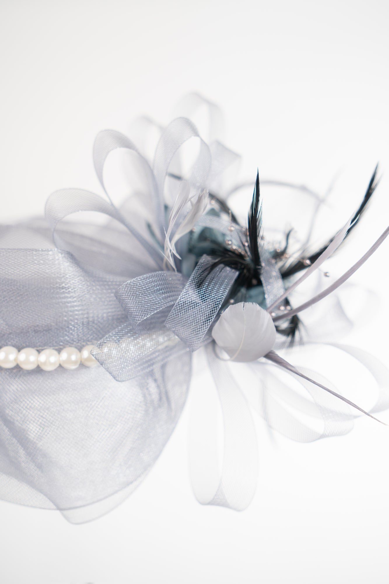 Sheer Bow Fascinator with Pearls