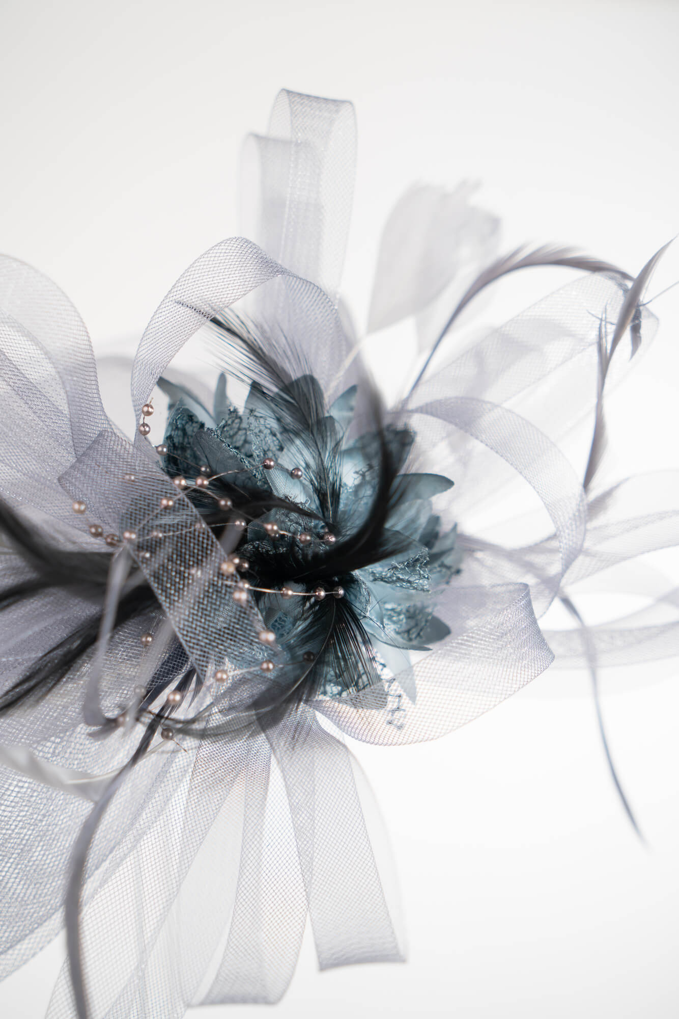 Sheer Bow Fascinator with Pearls