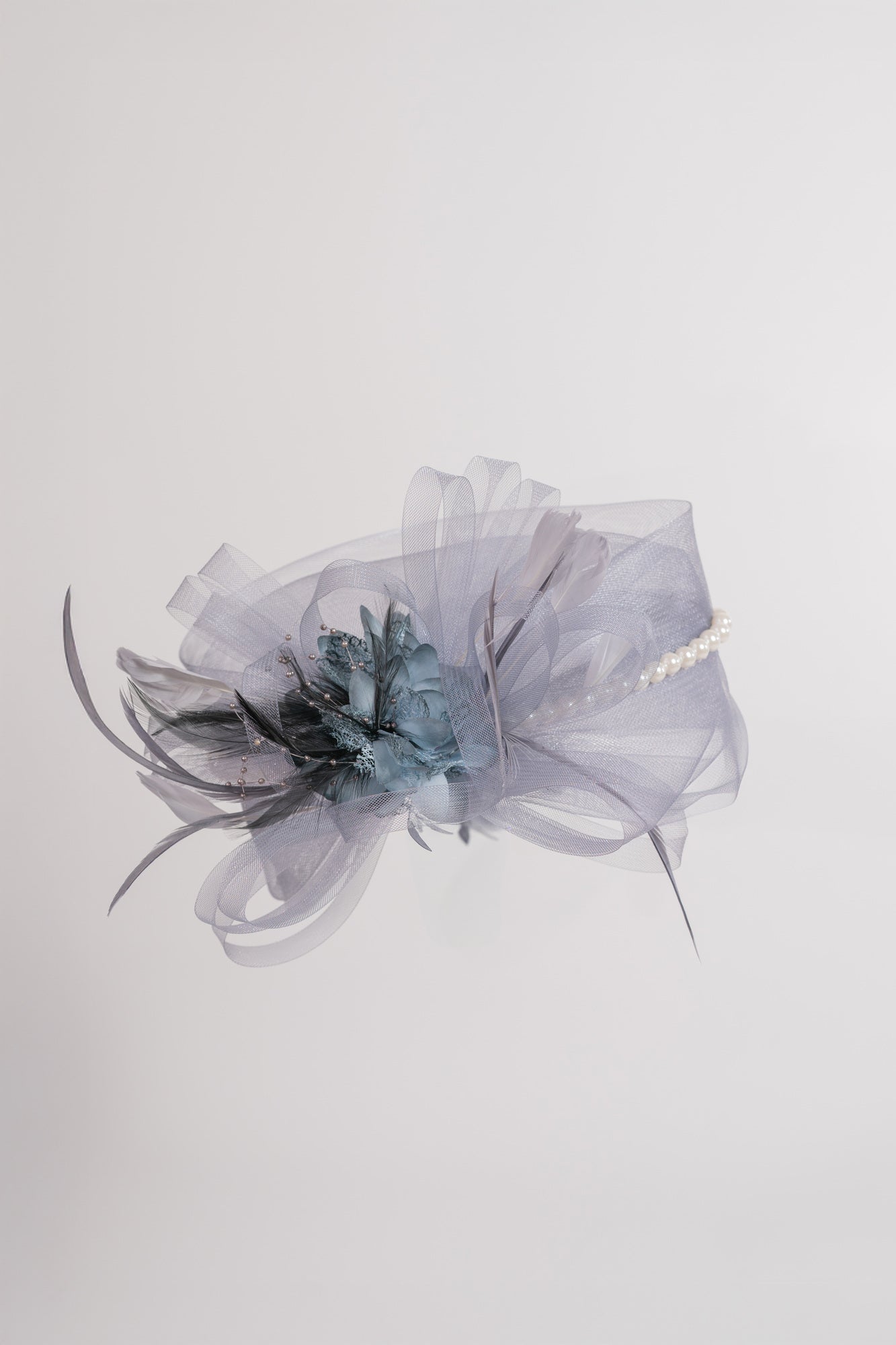 Sheer Bow Fascinator with Pearls