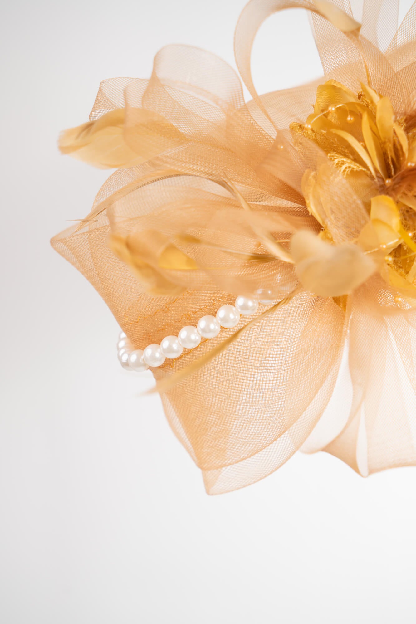 Sheer Bow Fascinator with Pearls