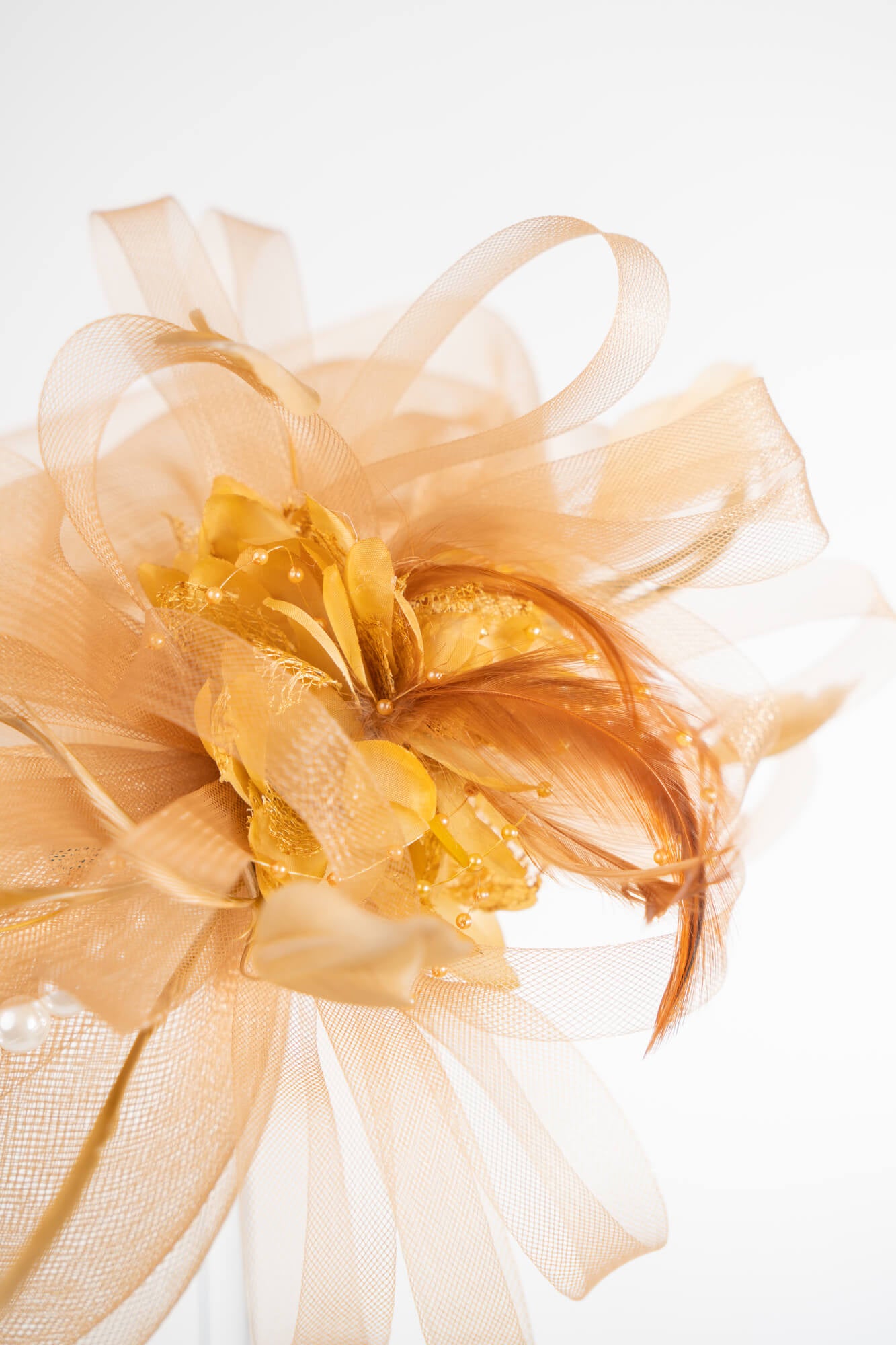 Sheer Bow Fascinator with Pearls