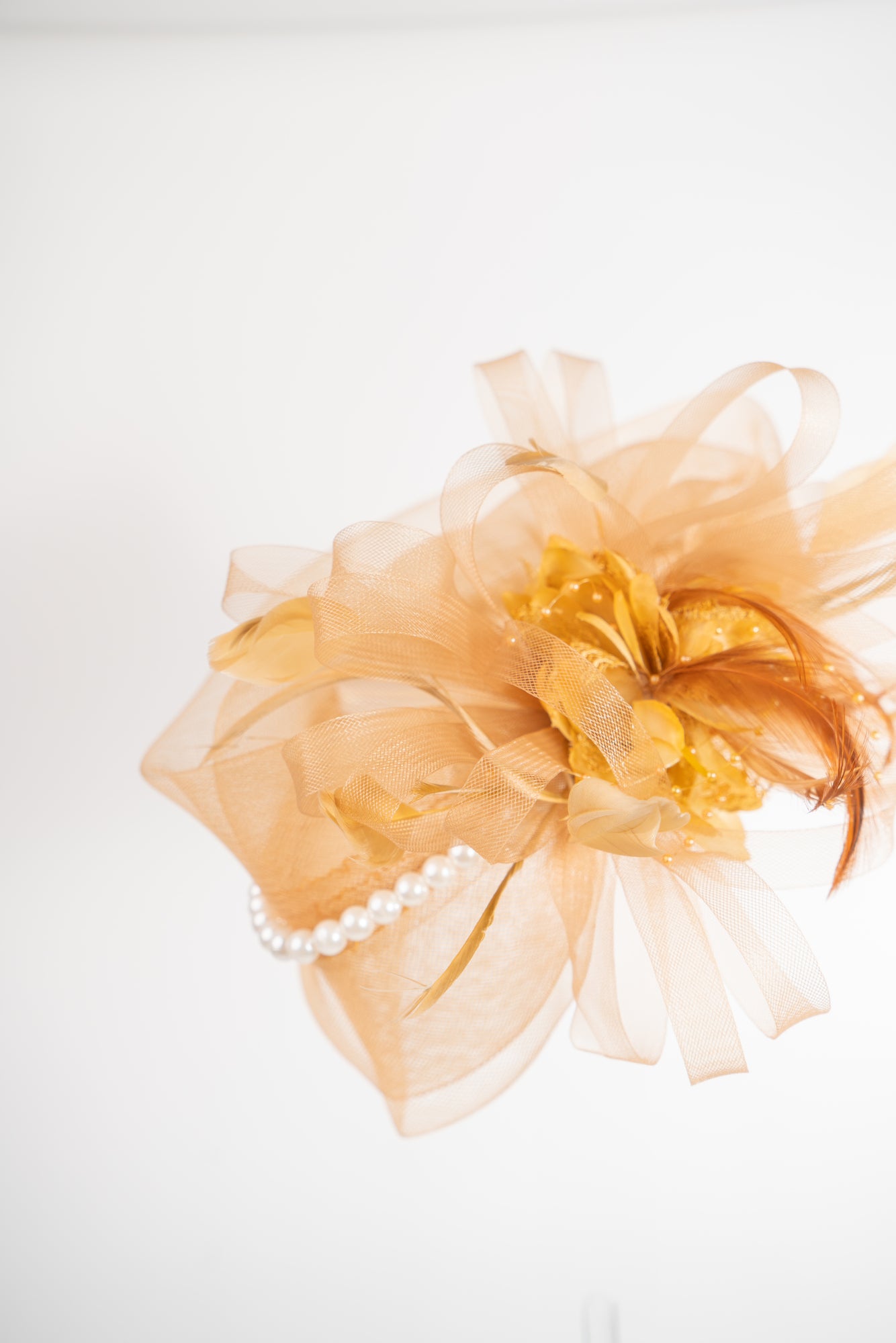 Sheer Bow Fascinator with Pearls