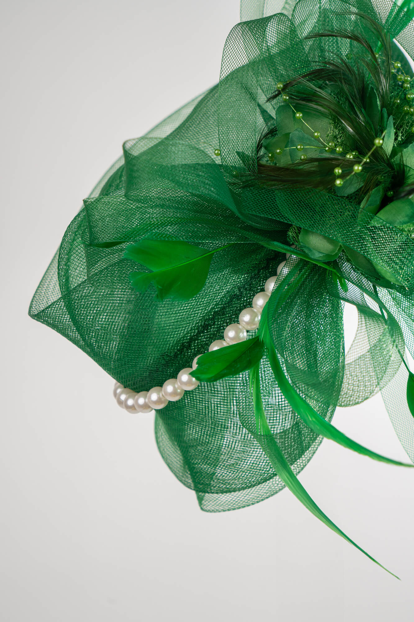 Sheer Bow Fascinator with Pearls