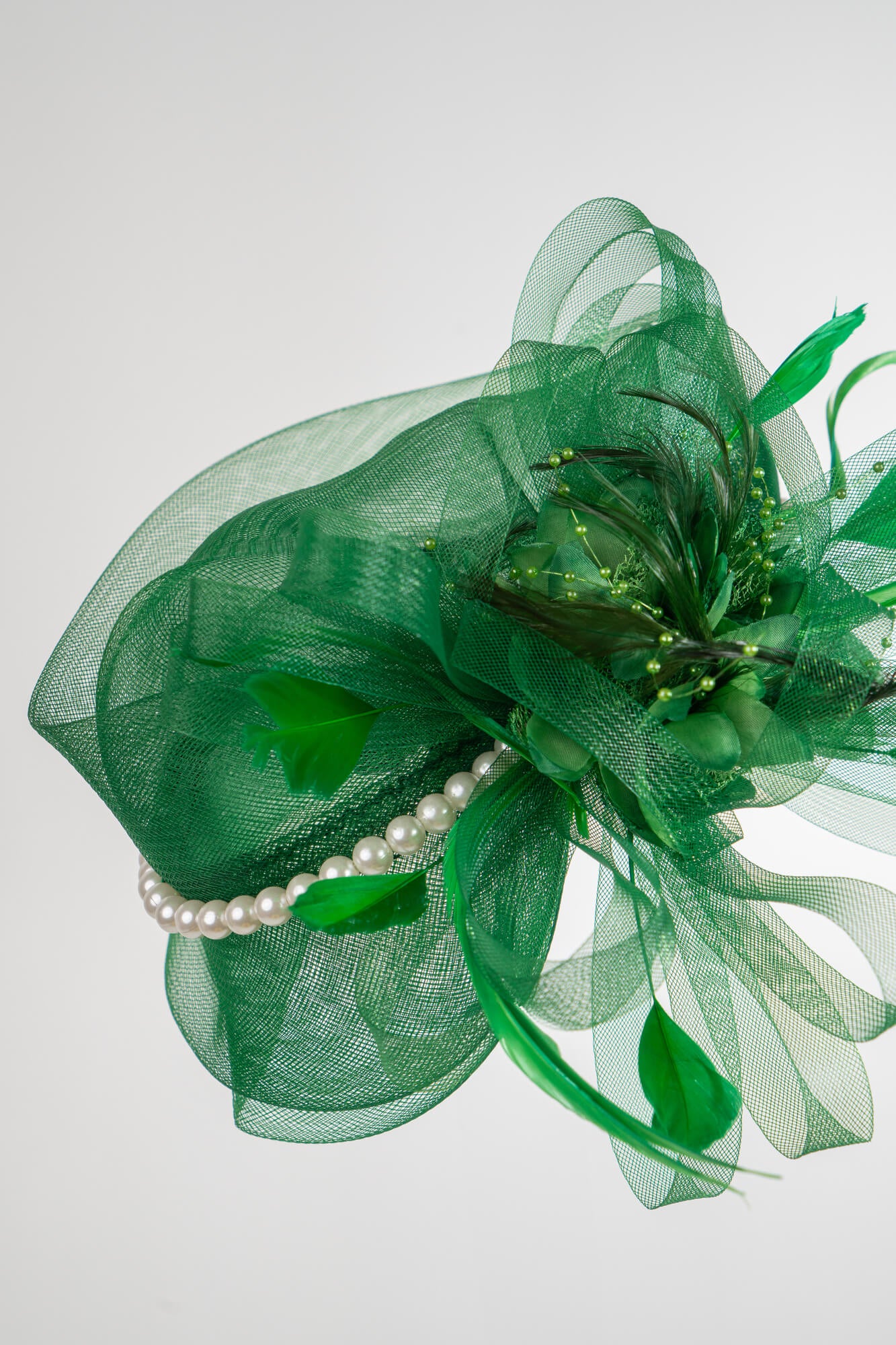 Sheer Bow Fascinator with Pearls