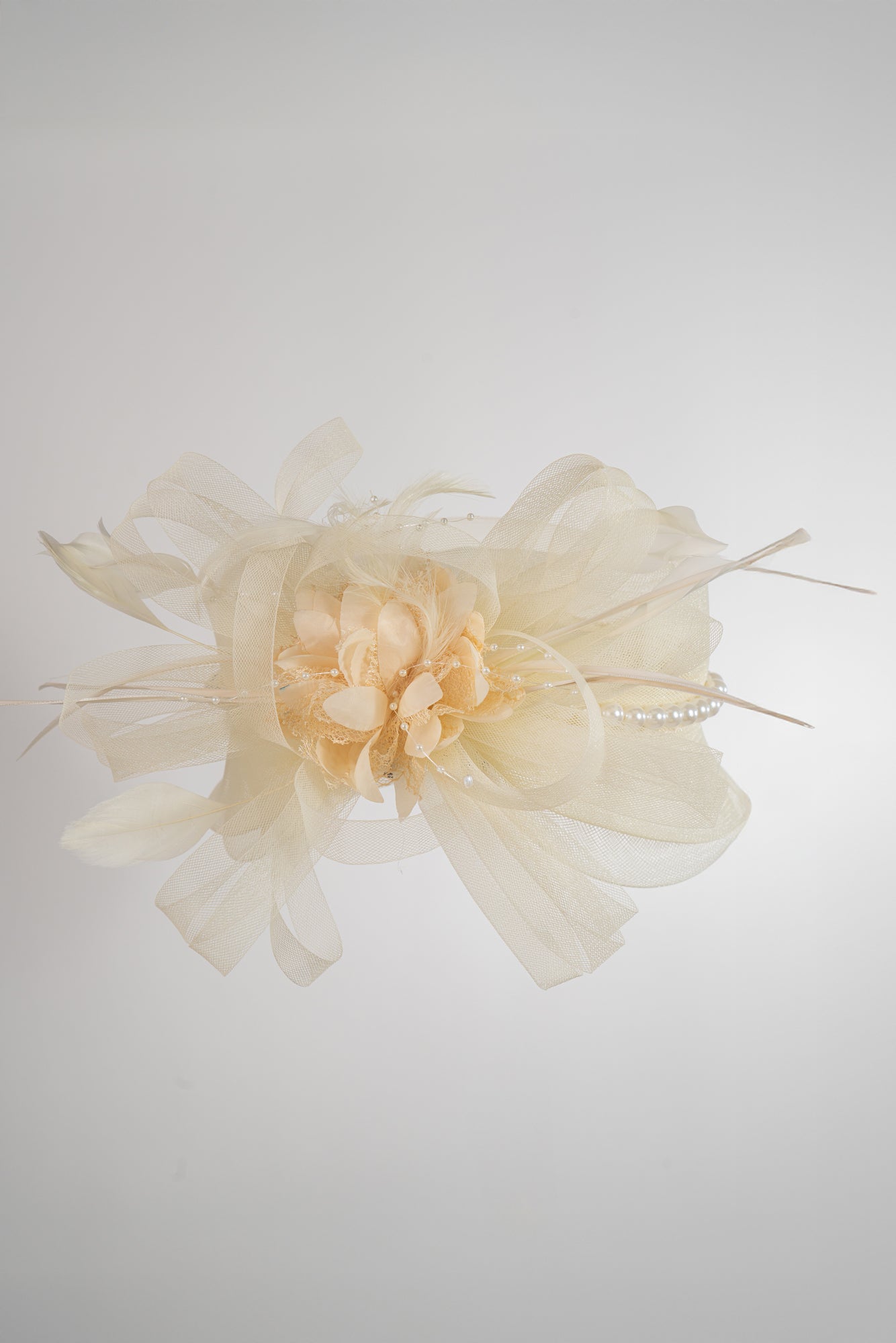 Sheer Bow Fascinator with Pearls