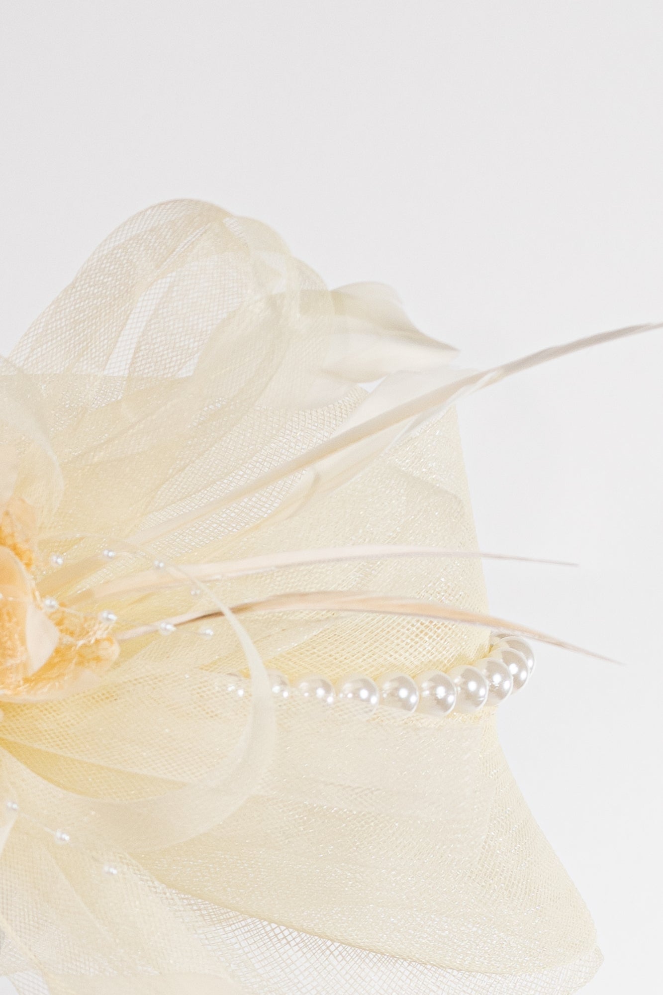 Sheer Bow Fascinator with Pearls