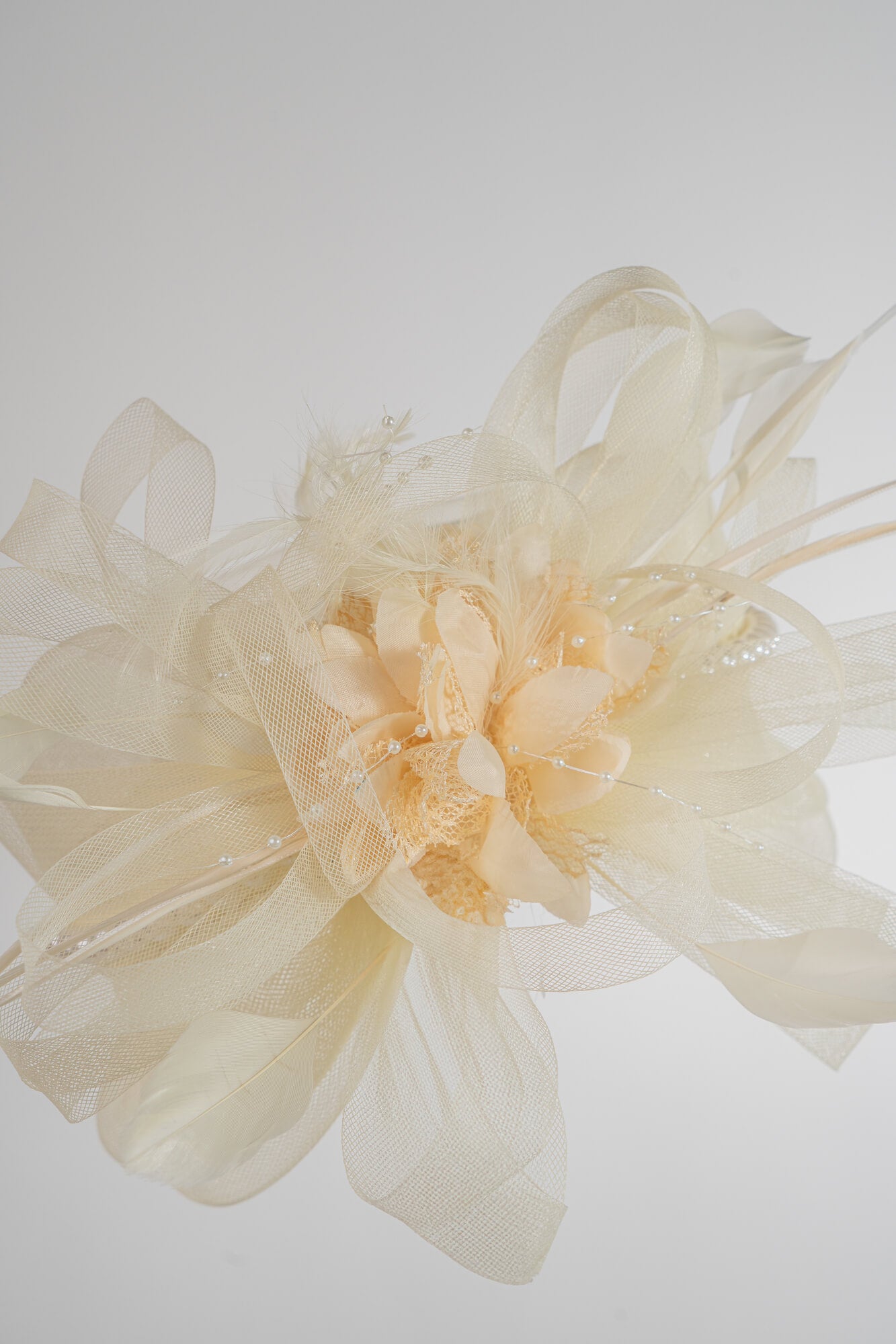 Sheer Bow Fascinator with Pearls