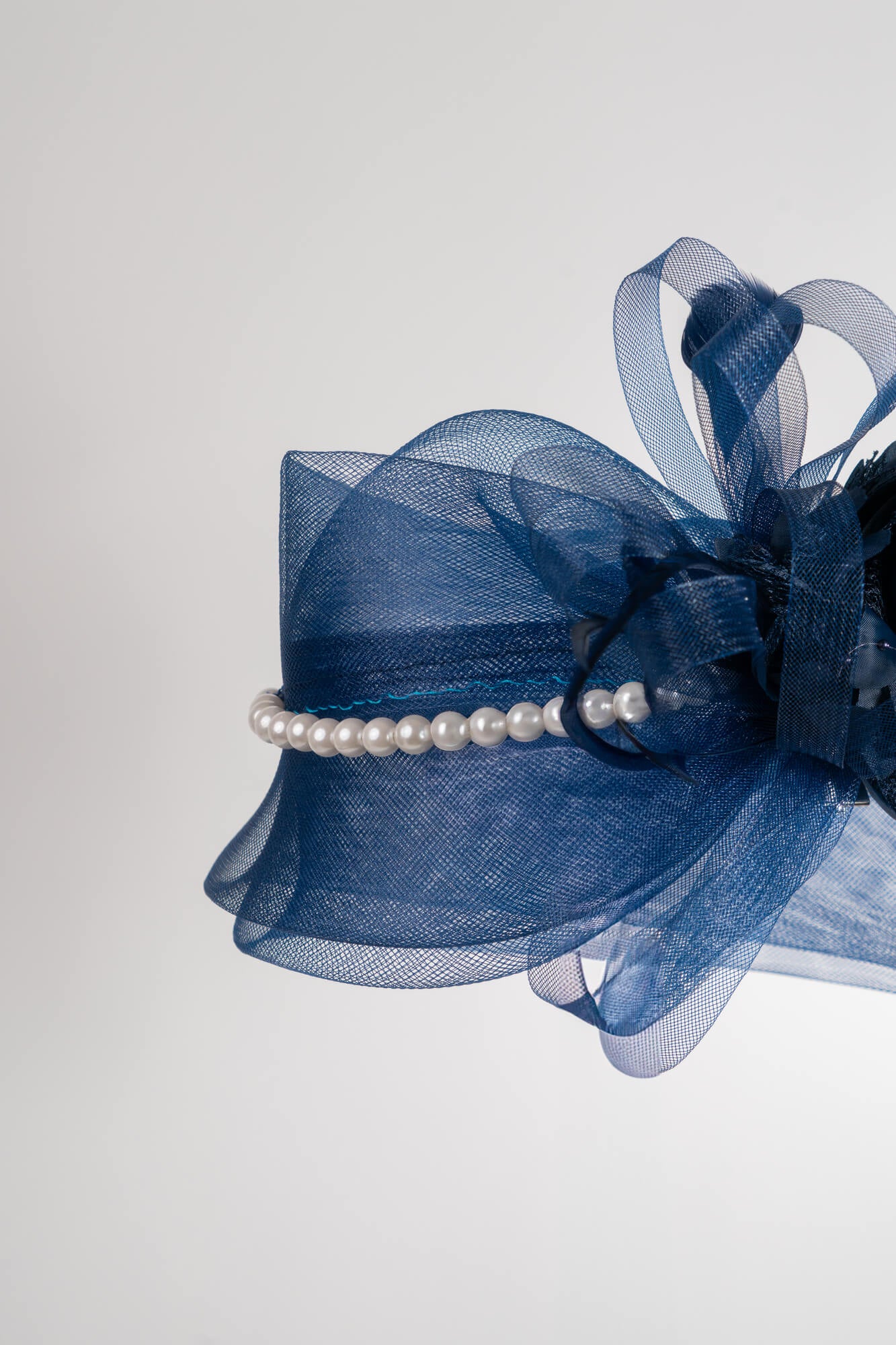Sheer Bow Fascinator with Pearls
