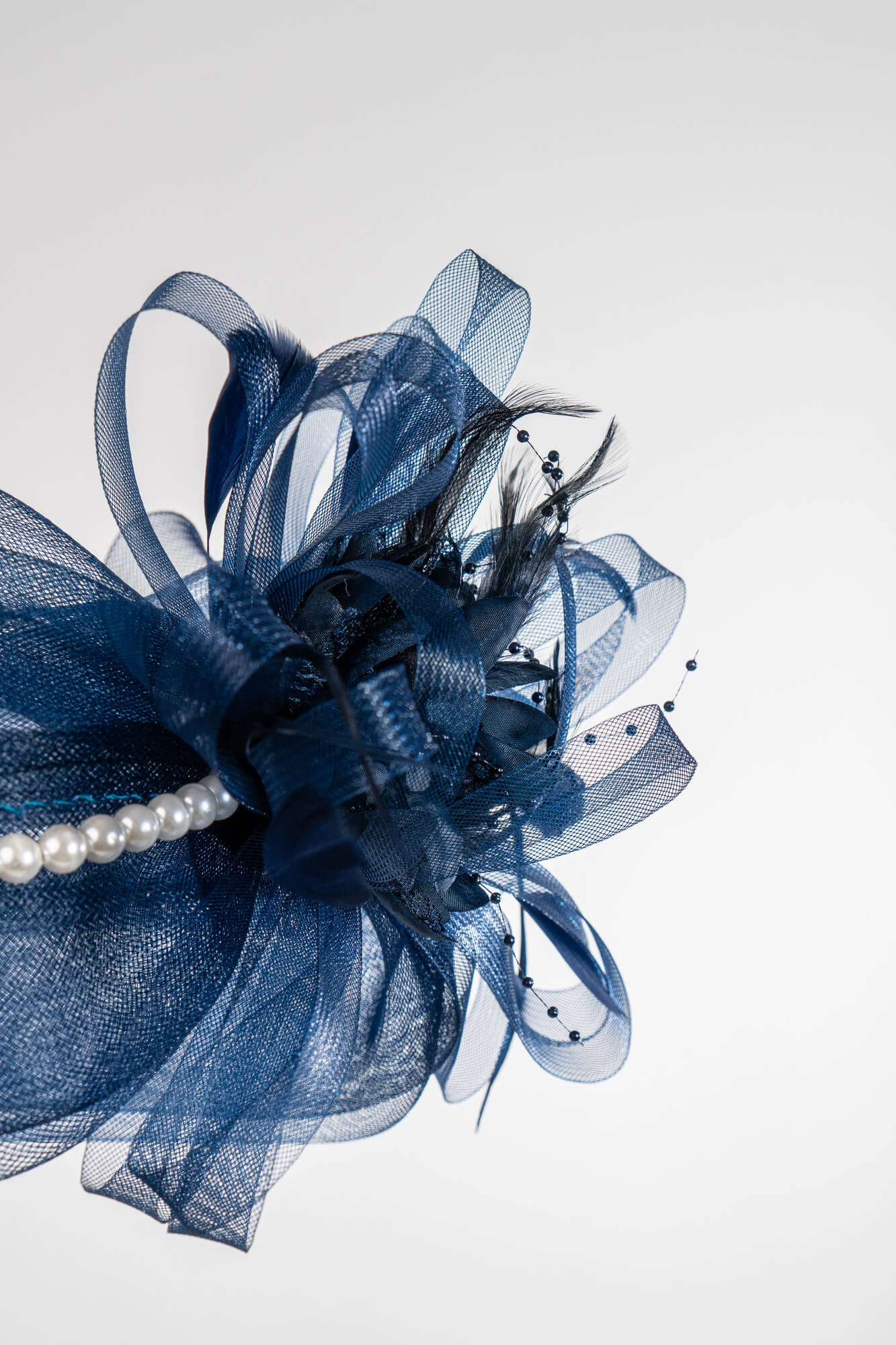 Sheer Bow Fascinator with Pearls